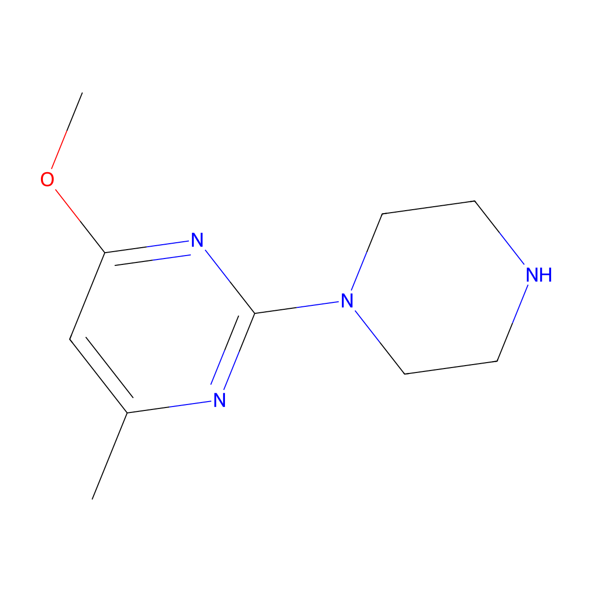 4-Methoxy-6-methyl-2-(piperazin-1-yl)pyrimidine molecular structure, CAS 163613-85-2