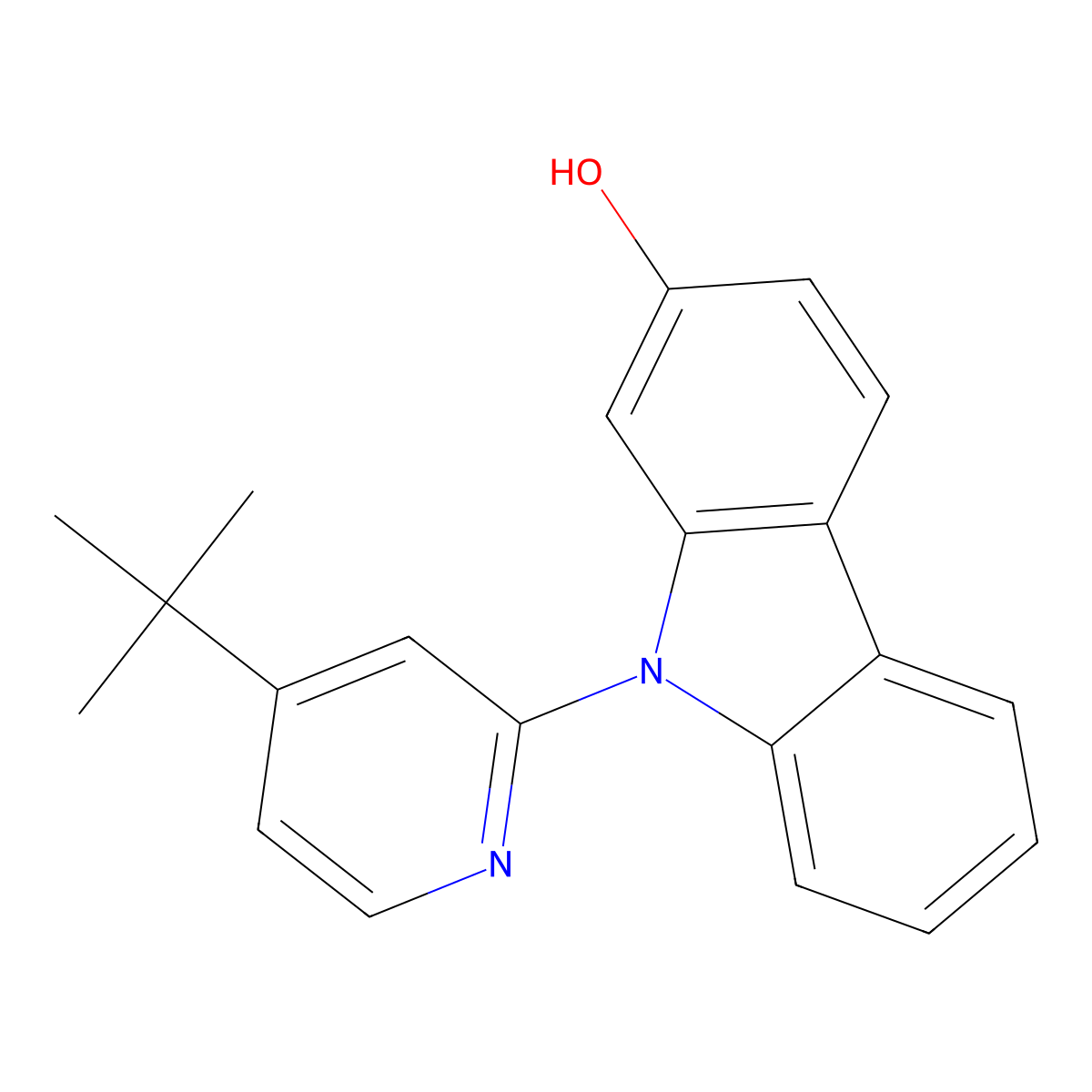 9-(4-(tert-Butyl)pyridin-2-yl)-9H-carbazol-2-ol molecular structure, CAS 1636130-34-1
