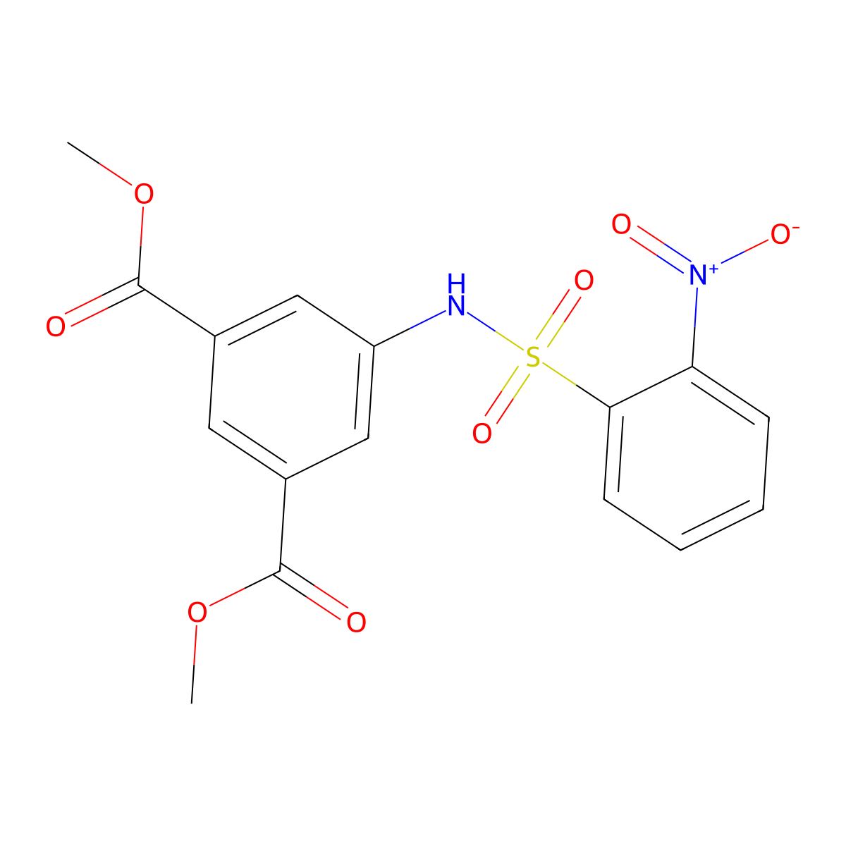 Dimethyl 5-[({2-nitrophenyl}sulfonyl)amino]isophthalate molecular structure, CAS 16362-48-4