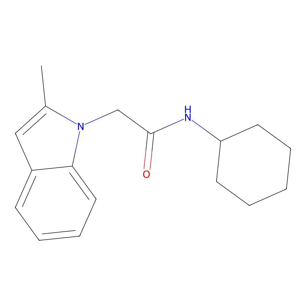 1H-Indole-1-acetamide, N-cyclohexyl-2-methyl- molecular structure, CAS 163629-07-0
