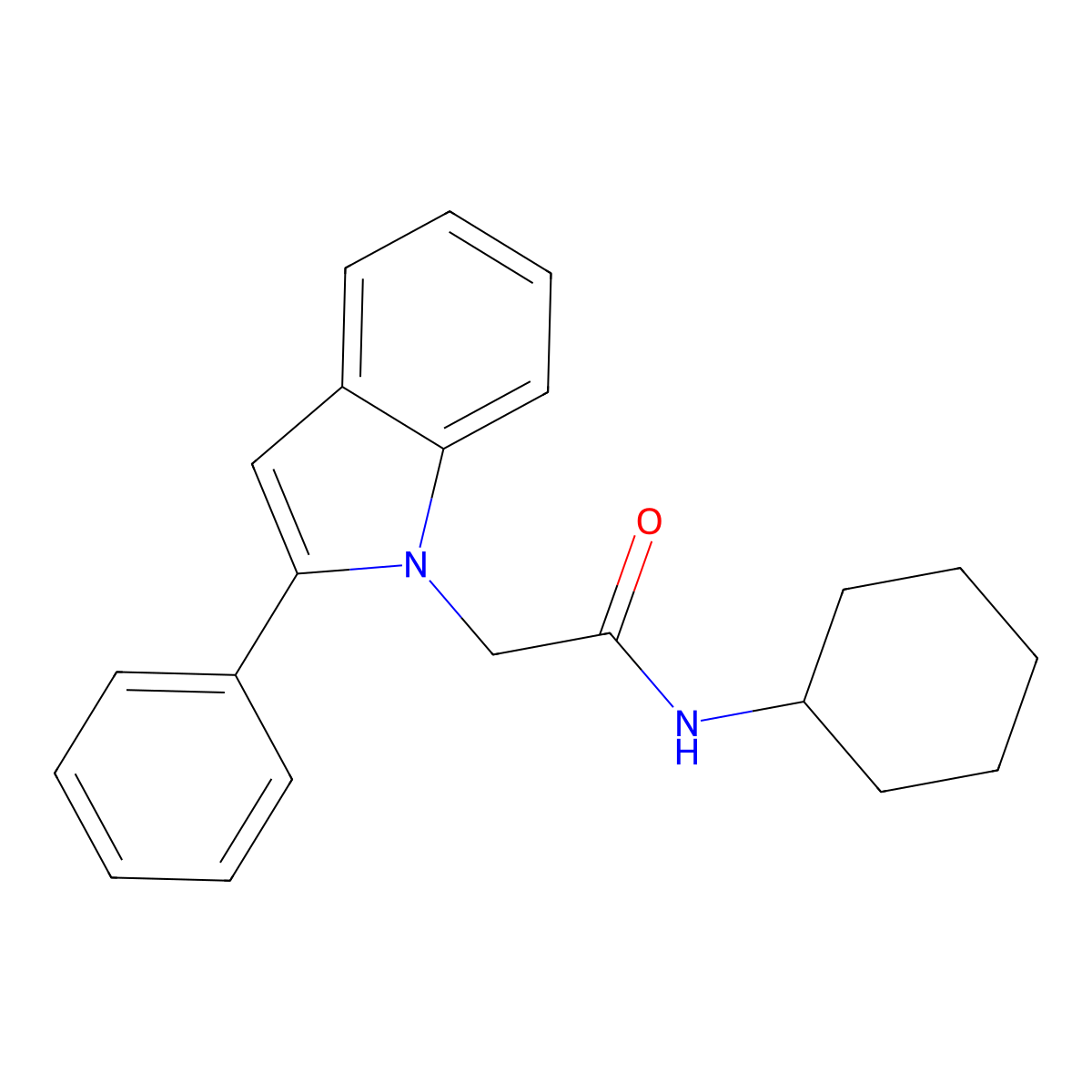 1H-Indole-1-acetamide, N-cyclohexyl-2-phenyl- molecular structure, CAS 163629-08-1