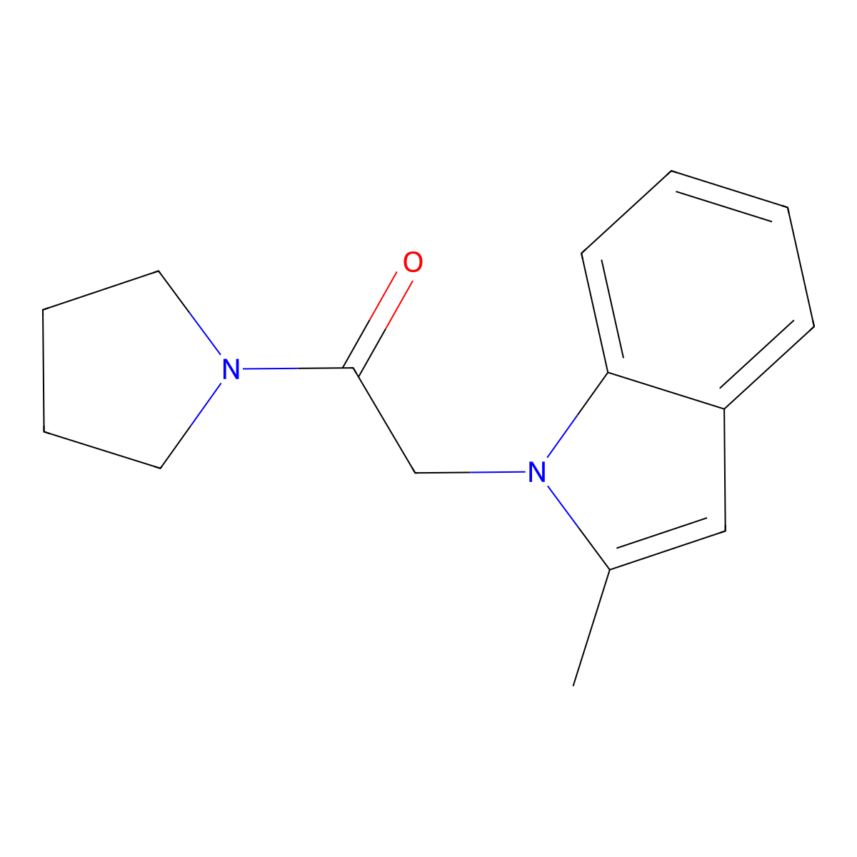 Pyrrolidine, 1-((2-methyl-1H-indol-1-yl)acetyl)- molecular structure, CAS 163629-09-2