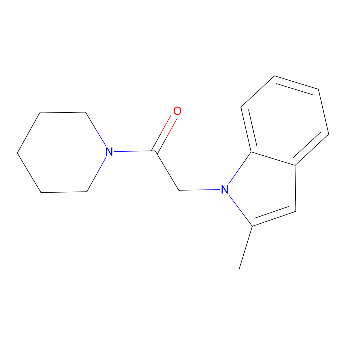 Piperidine, 1-((2-methyl-1H-indol-1-yl)acetyl)- molecular structure, CAS 163629-10-5
