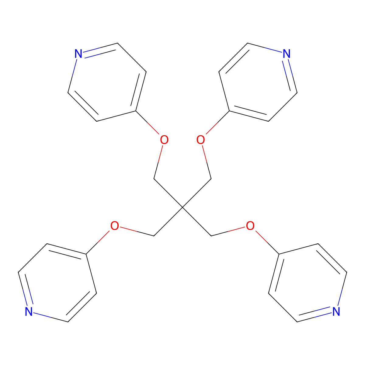 4,4'-((2,2-Bis((pyridin-4-yloxy)methyl)propane-1,3-diyl)bis(oxy))dipyridine molecular structure, CAS 163629-49-0