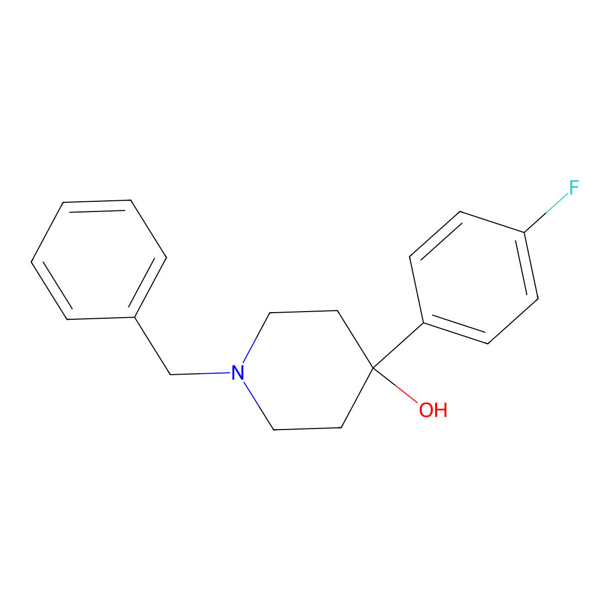 1-Benzyl-4-(4-fluorophenyl)piperidin-4-ol molecular structure, CAS 163631-02-5