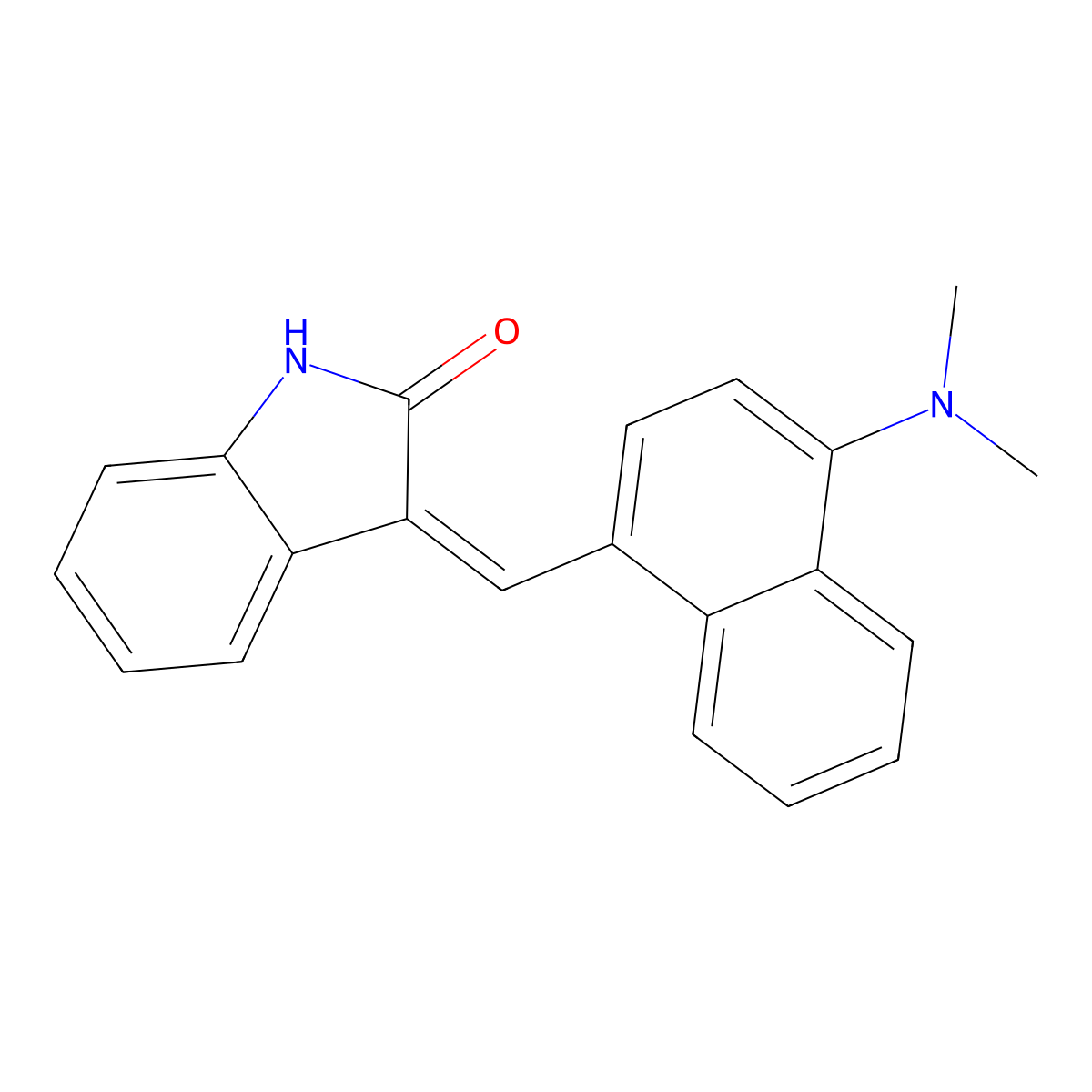 3-(4-Dimethylaminonaphthalen-1-ylmethylene)-1,3-dihydroindol-2-one molecular structure, CAS 163655-37-6