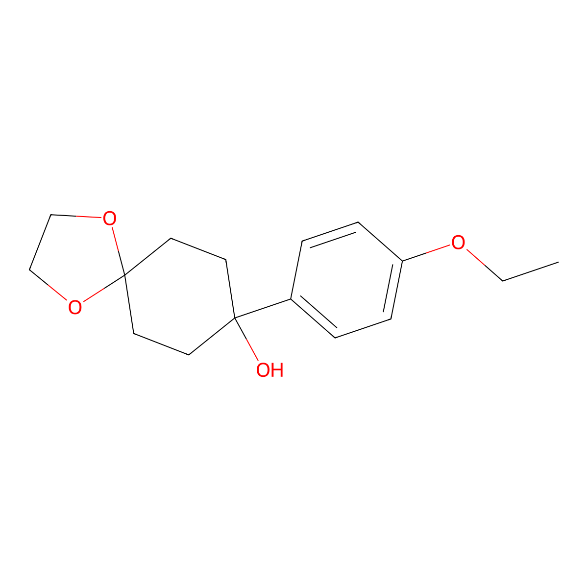 8-(4-Ethoxyphenyl)-1,4-dioxaspiro[4.5]decan-8-ol molecular structure, CAS 163671-46-3