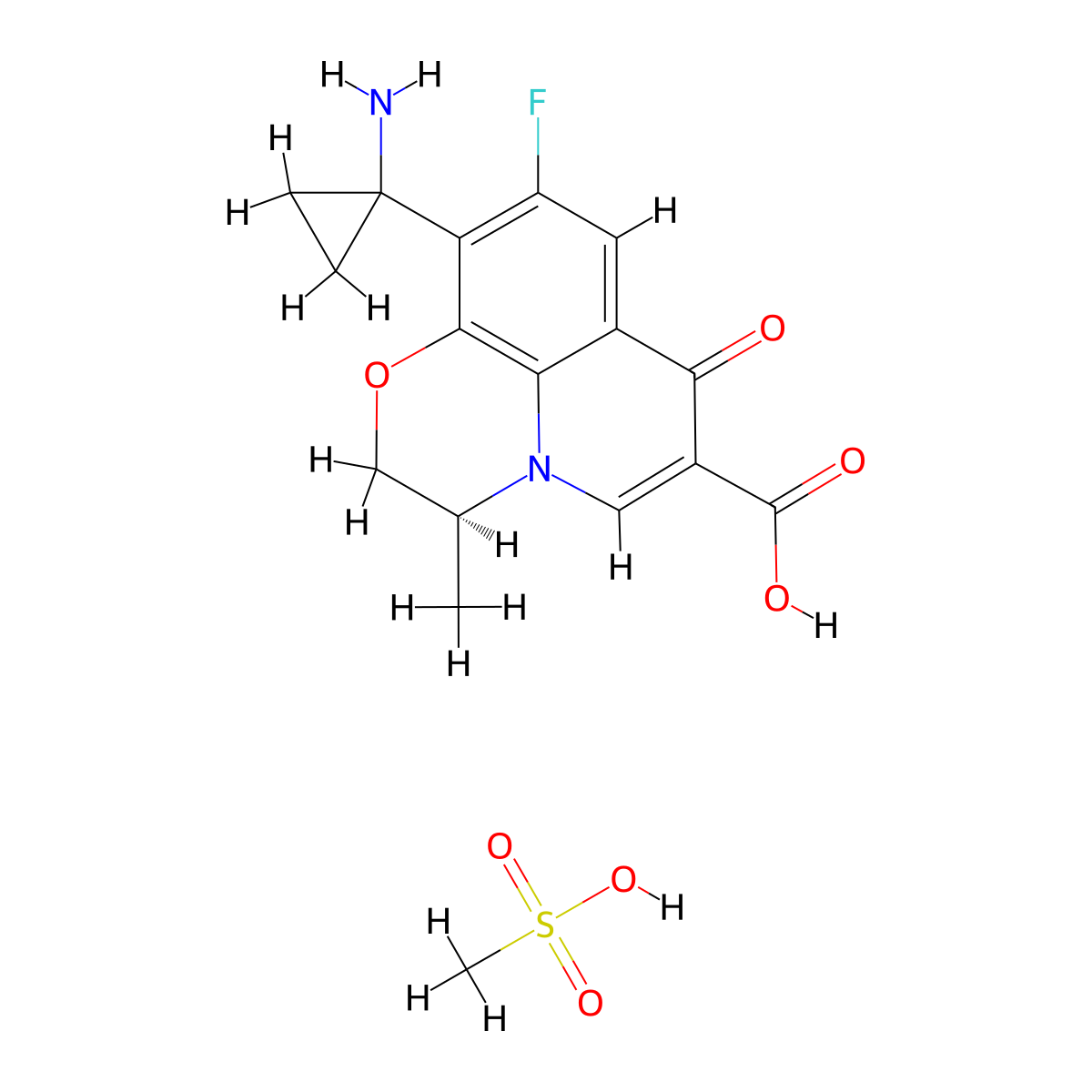 Pazufloxacin Mesilate molecular structure, CAS 163680-77-1