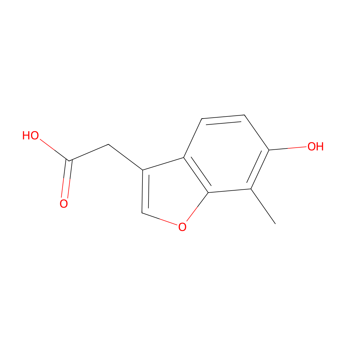 3-Benzofuranacetic acid, 6-hydroxy-7-methyl- molecular structure, CAS 163684-52-4