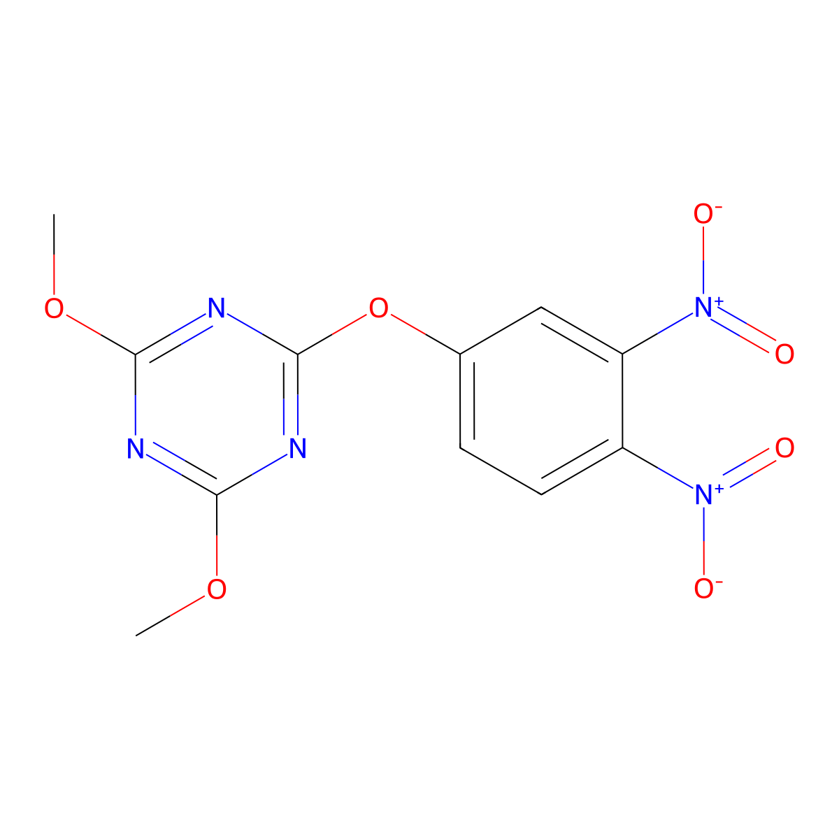 2-{3,4-Bisnitrophenoxy}-4,6-dimethoxy-1,3,5-triazine molecular structure, CAS 163684-97-7