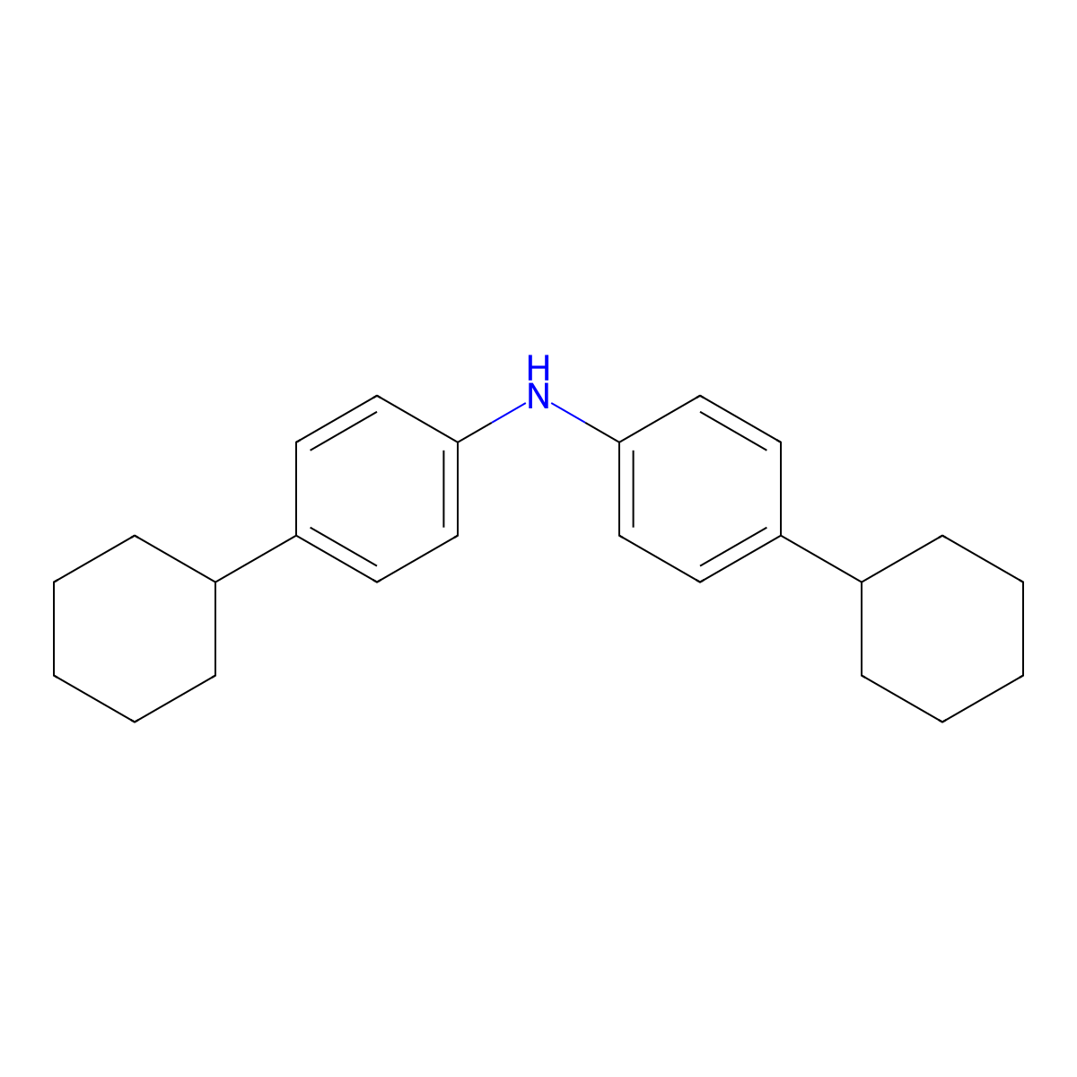 4-Cyclohexyl-N-(4-cyclohexylphenyl)aniline molecular structure, CAS 163687-39-6