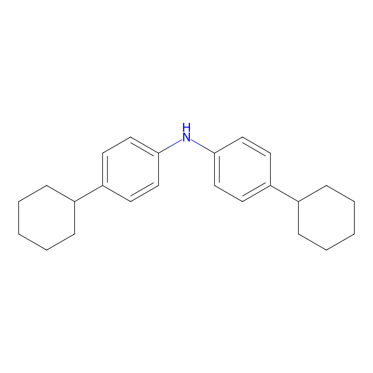4-Cyclohexyl-N-(4-cyclohexylphenyl)aniline molecular structure, CAS 163687-39-6
