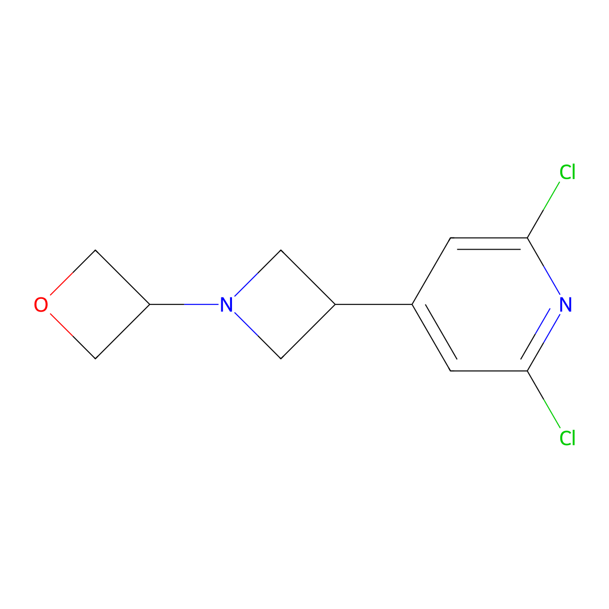 2,6-Dichloro-4-[1-(3-oxetanyl)-3-azetidinyl]pyridine molecular structure, CAS 1636884-21-3