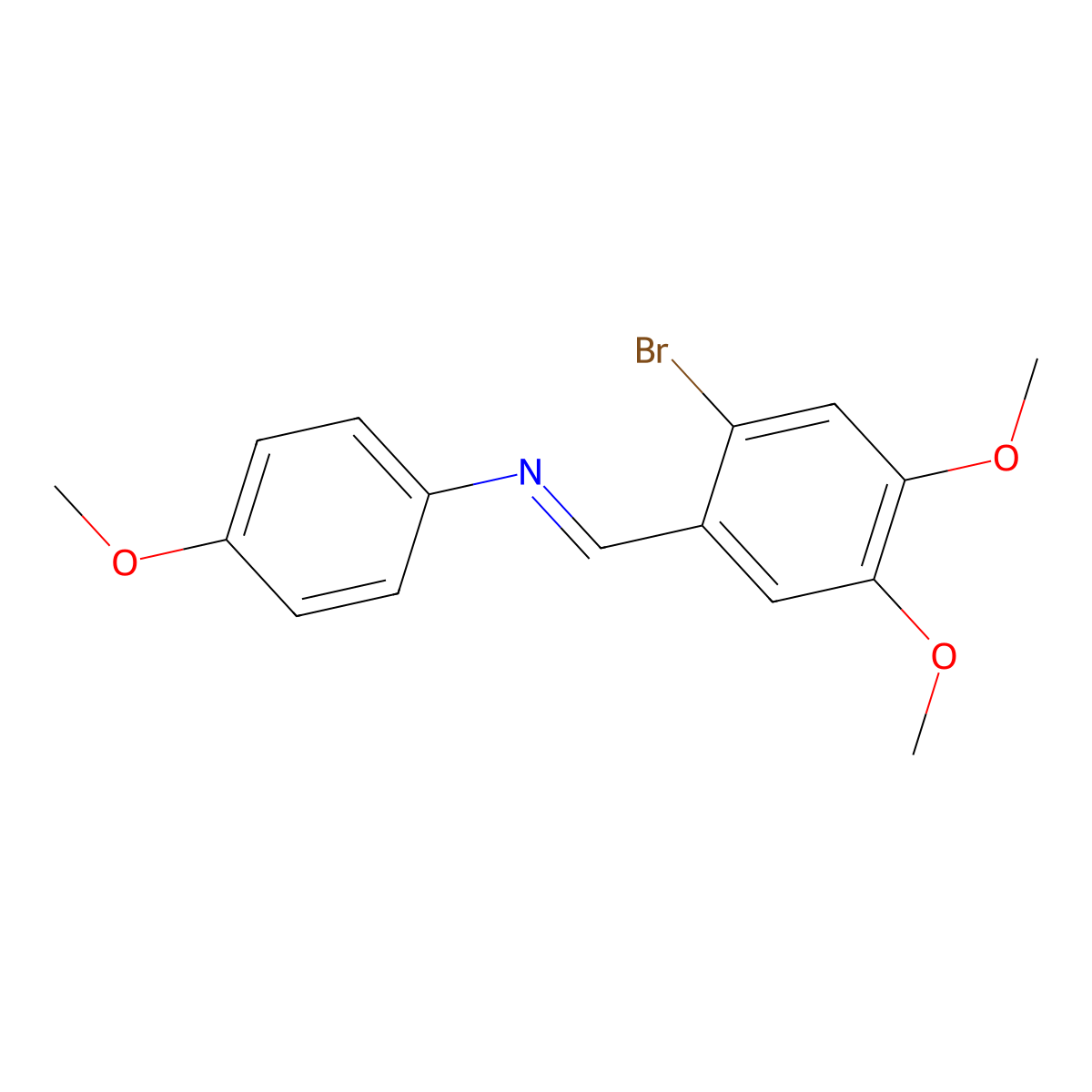 1-(2-bromo-4,5-dimethoxyphenyl)-N-(4-methoxyphenyl)methanimine molecular structure, CAS 1636919-16-8