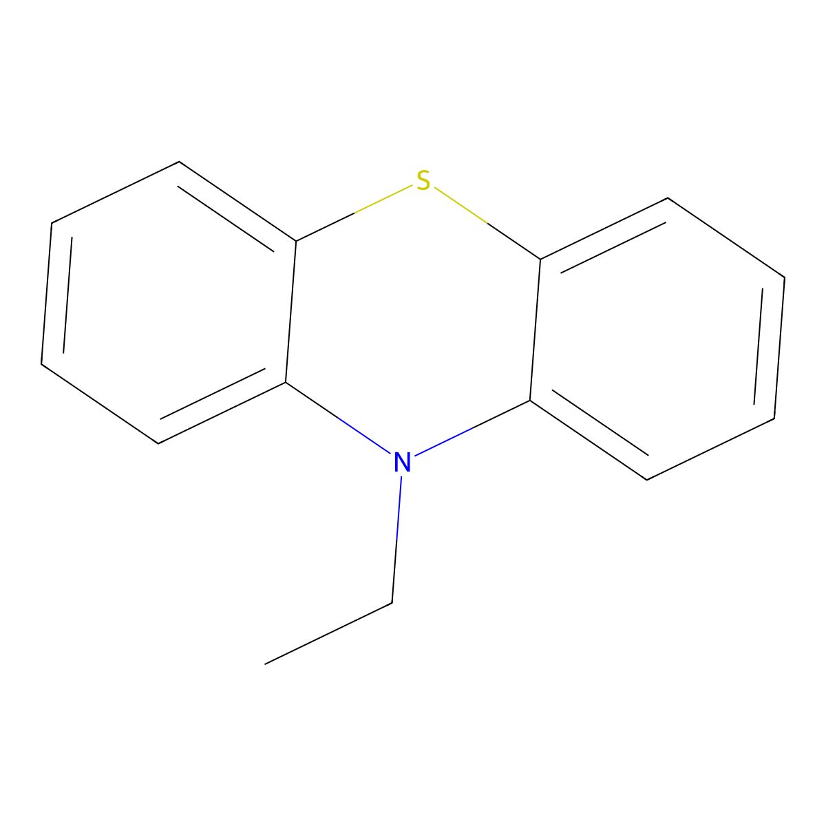 N-Ethylphenothiazine molecular structure, CAS 1637-16-7