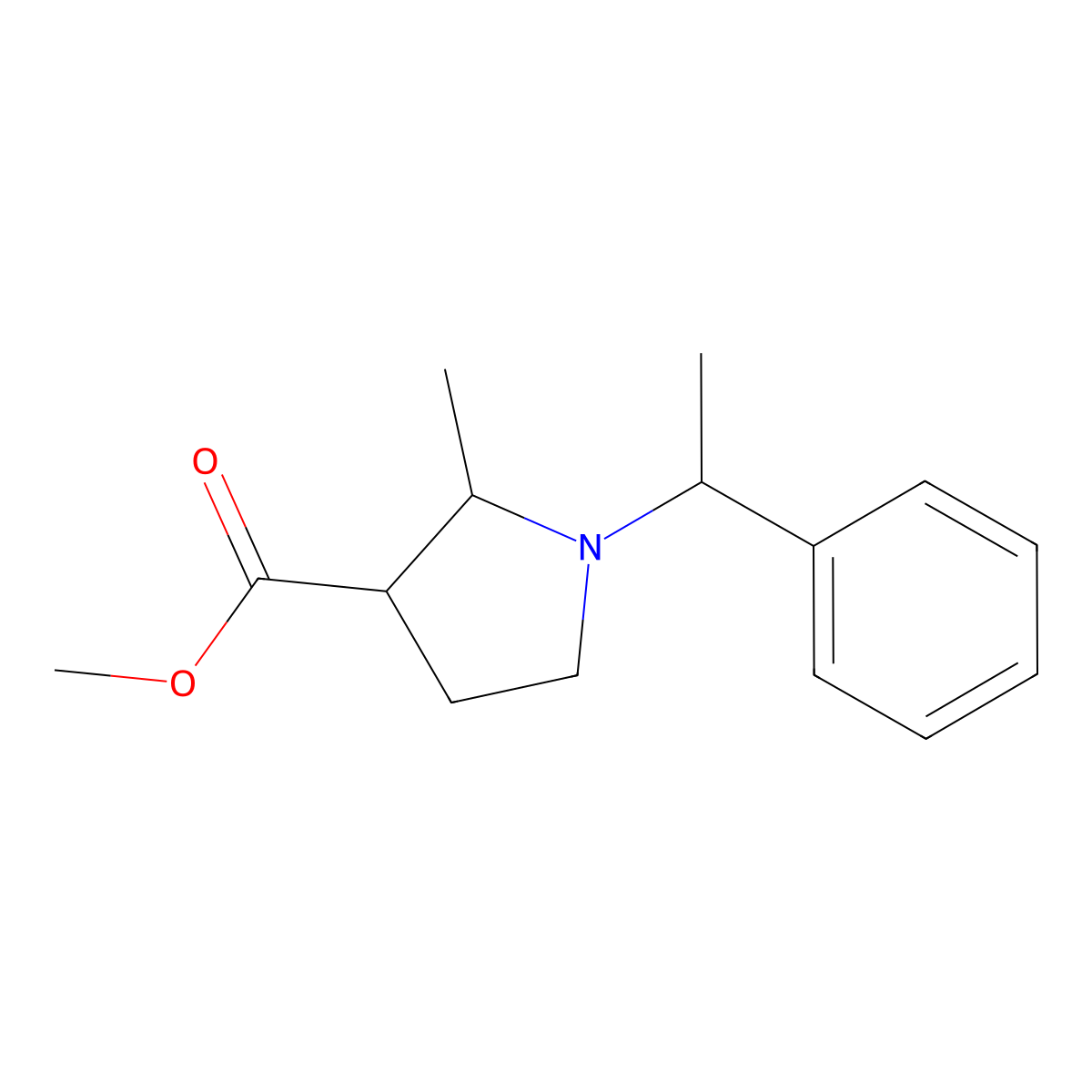 methyl (2R,3R)-2-methyl-1-[(1R)-1-phenylethyl]pyrrolidine-3-carboxylate molecular structure, CAS 163705-87-1