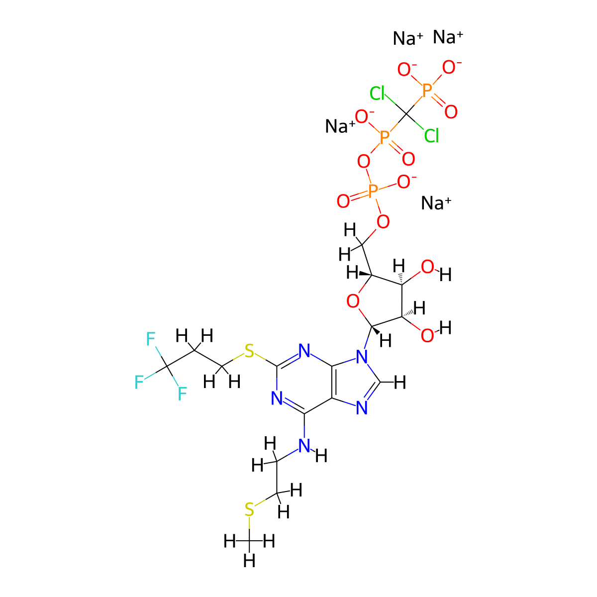 Cangrelor Tetrasodium molecular structure, CAS 163706-36-3