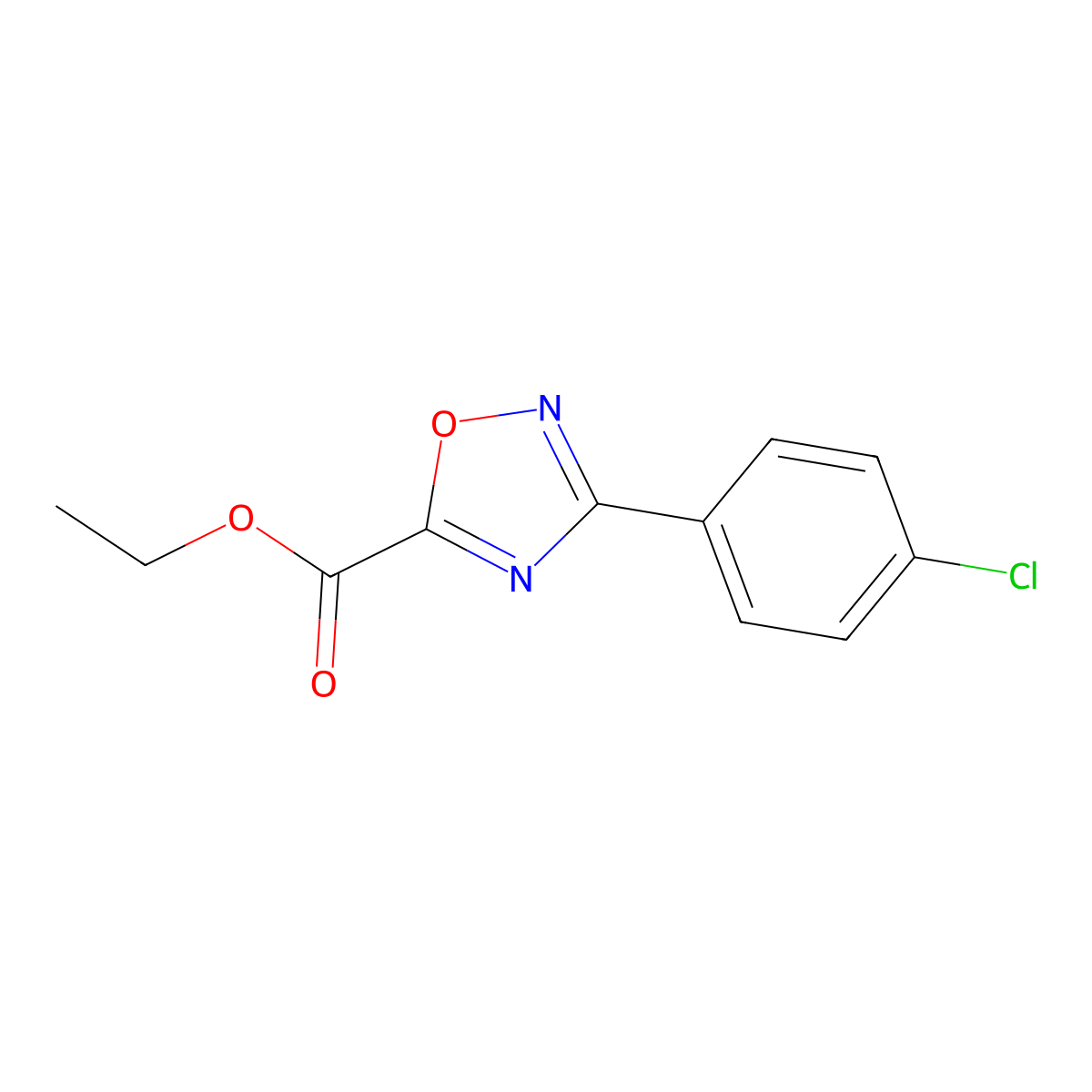 Ethyl 3-(4-chlorophenyl)-1,2,4-oxadiazole-5-carboxylate molecular structure, CAS 163719-69-5