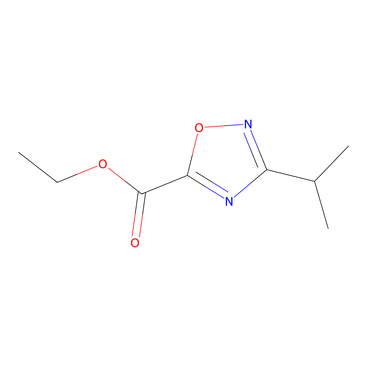 3-Isopropyl-[1,2,4]oxadiazole-5-carboxylic acid ethyl ester molecular structure, CAS 163719-70-8