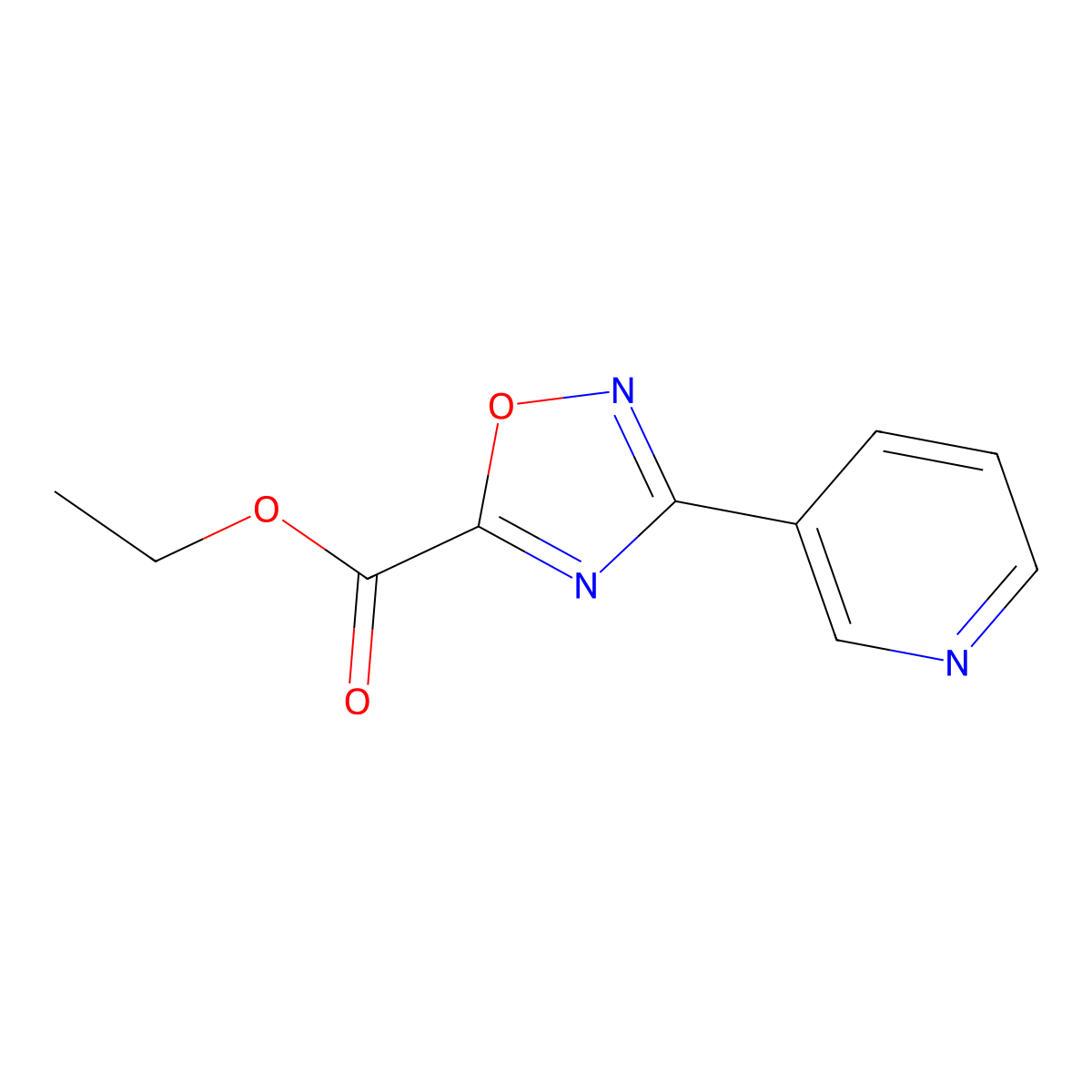 Ethyl 3-pyridin-3-yl-[1,2,4]oxadiazole-5-carboxylate molecular structure, CAS 163719-72-0