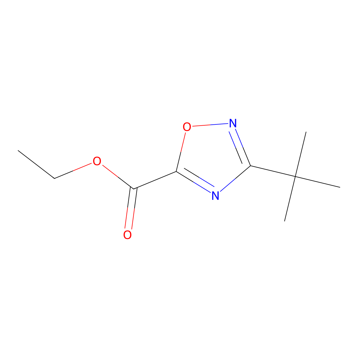 Ethyl 3-tert-butyl-1,2,4-oxadiazole-5-carboxylate molecular structure, CAS 163719-73-1