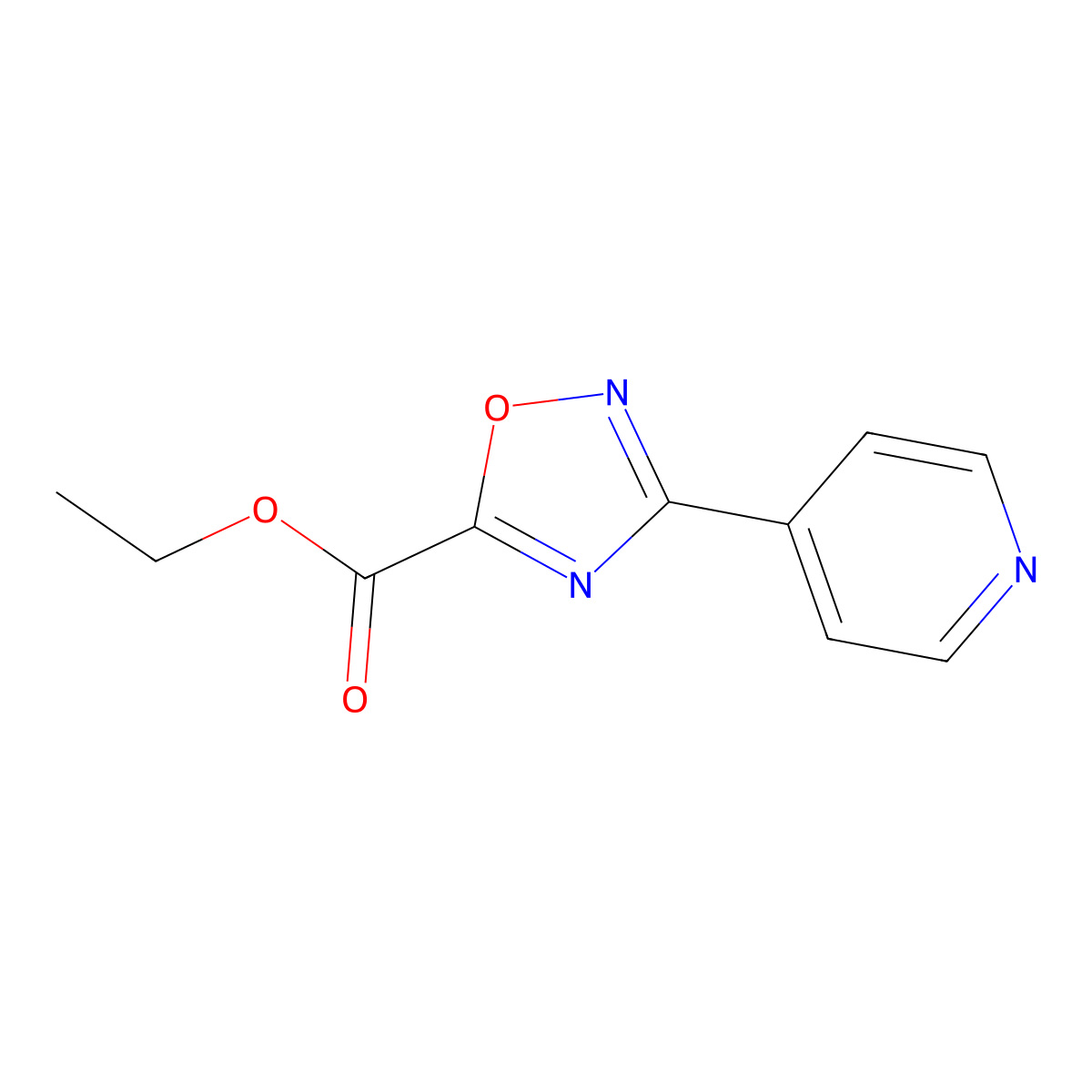 Ethyl 3-pyridin-4-yl-1,2,4-oxadiazole-5-carboxylate molecular structure, CAS 163719-80-0