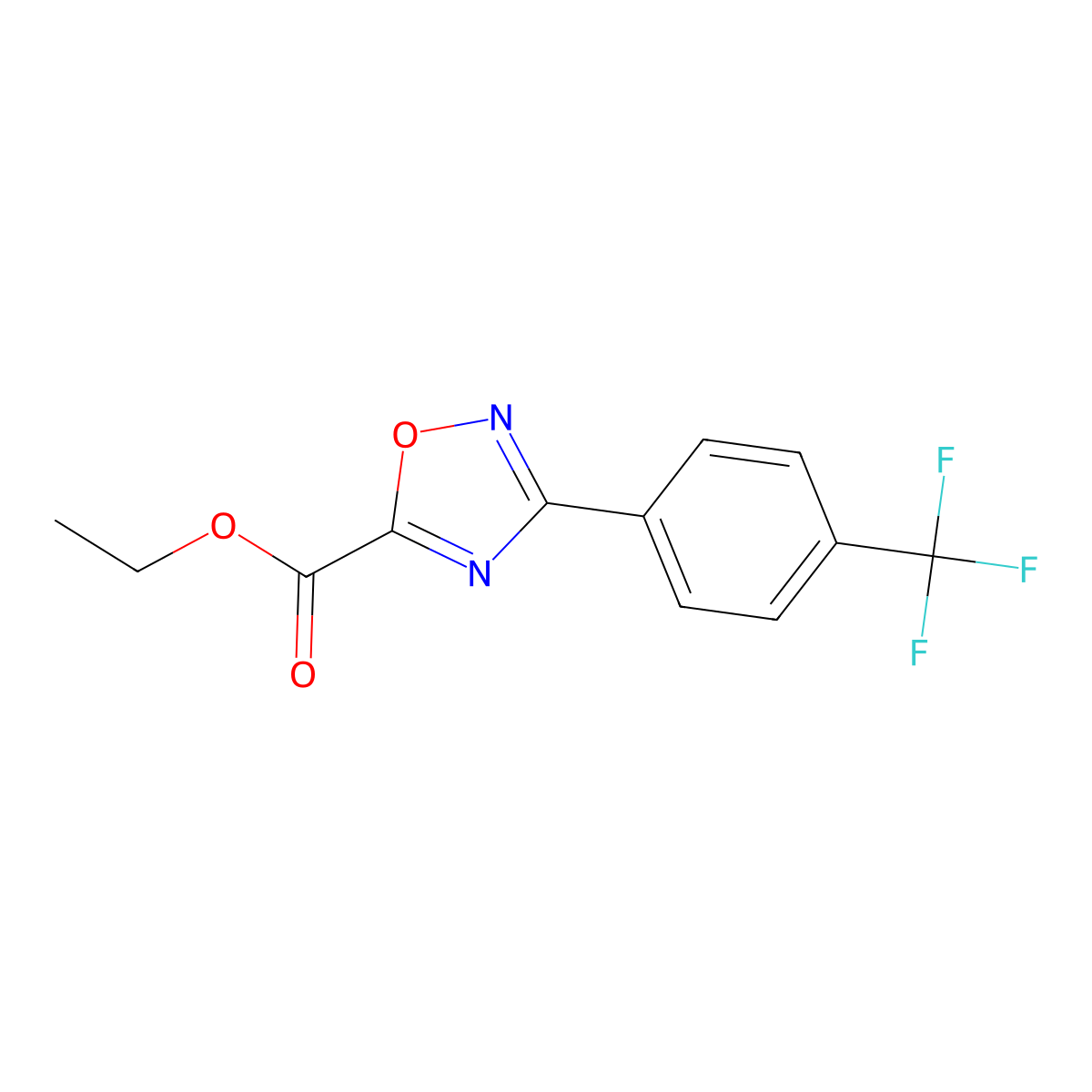 Ethyl 3-(4-(trifluoromethyl)phenyl)-1,2,4-oxadiazole-5-carboxylate molecular structure, CAS 163719-82-2