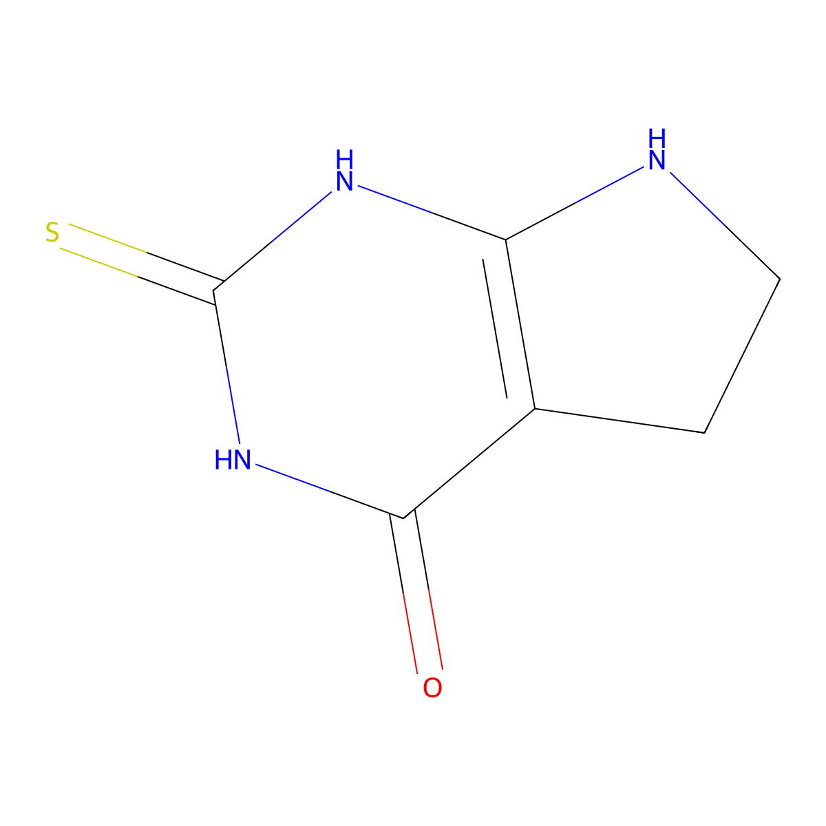 2-Thioxo-2,3,6,7-tetrahydro-1H-pyrrolo[2,3-d]pyrimidin-4(5H)-one molecular structure, CAS 16372-06-8