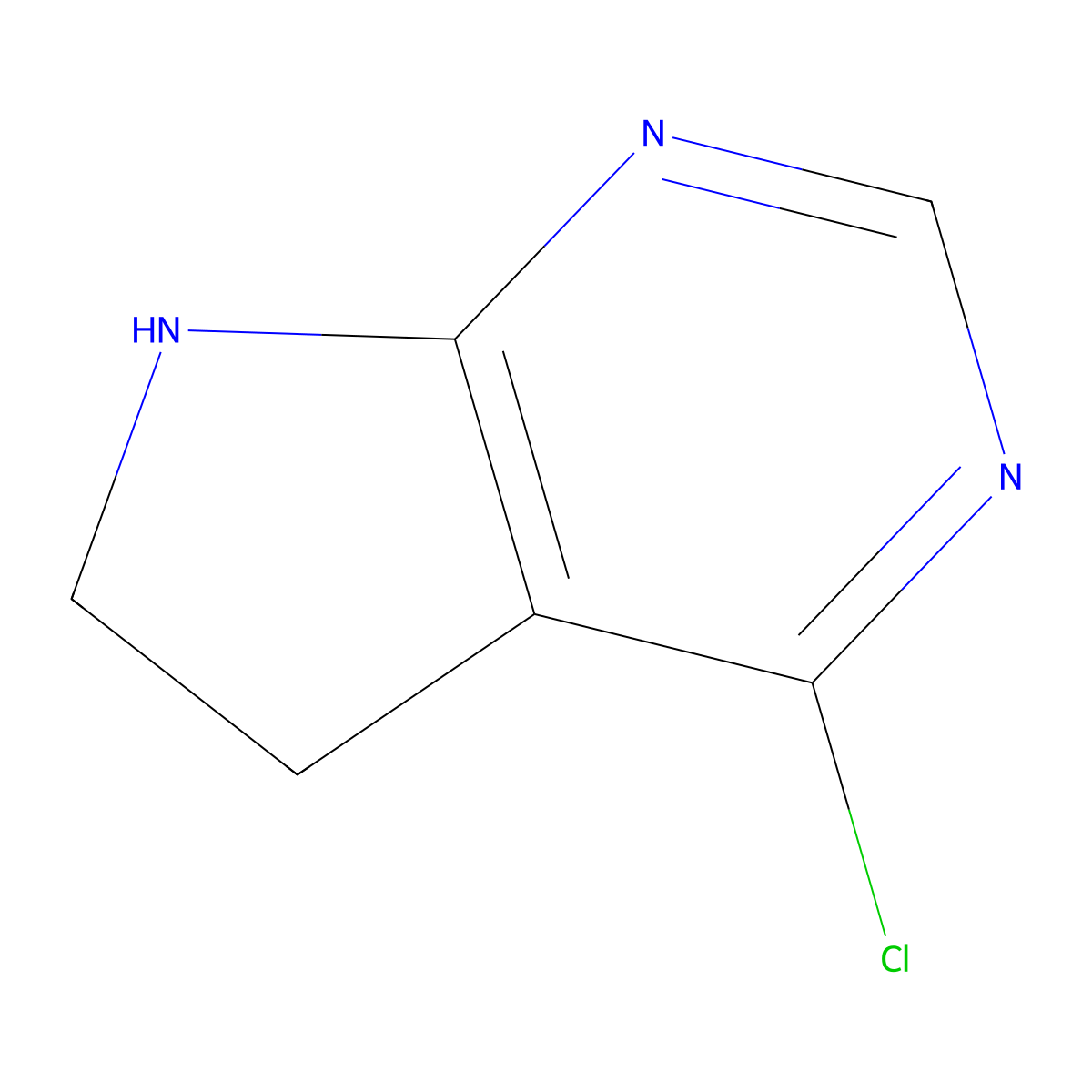 4-Chloro-6,7-dihydro-5H-pyrrolo(2,3-d)pyrimidine molecular structure, CAS 16372-08-0
