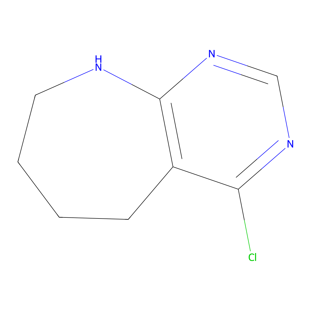 4-chloro-5H,6H,7H,8H,9H-pyrimido(4,5-b)azepine molecular structure, CAS 16372-20-6