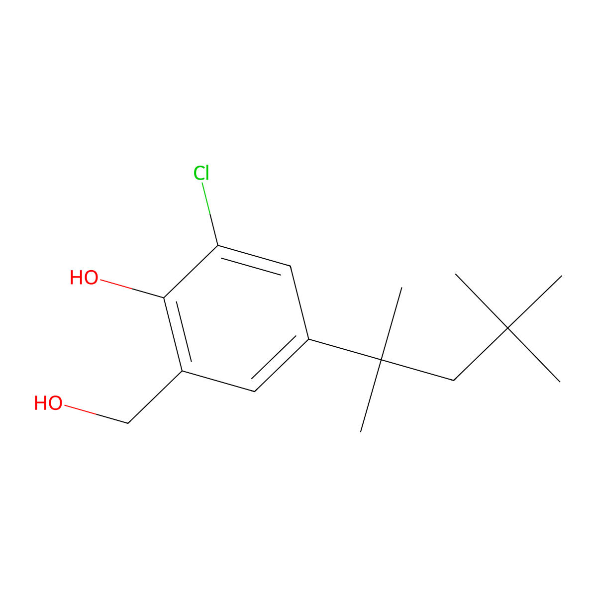 Benzenemethanol, 3-chloro-2-hydroxy-5-(1,1,3,3-tetramethylbutyl)- molecular structure, CAS 16372-99-9