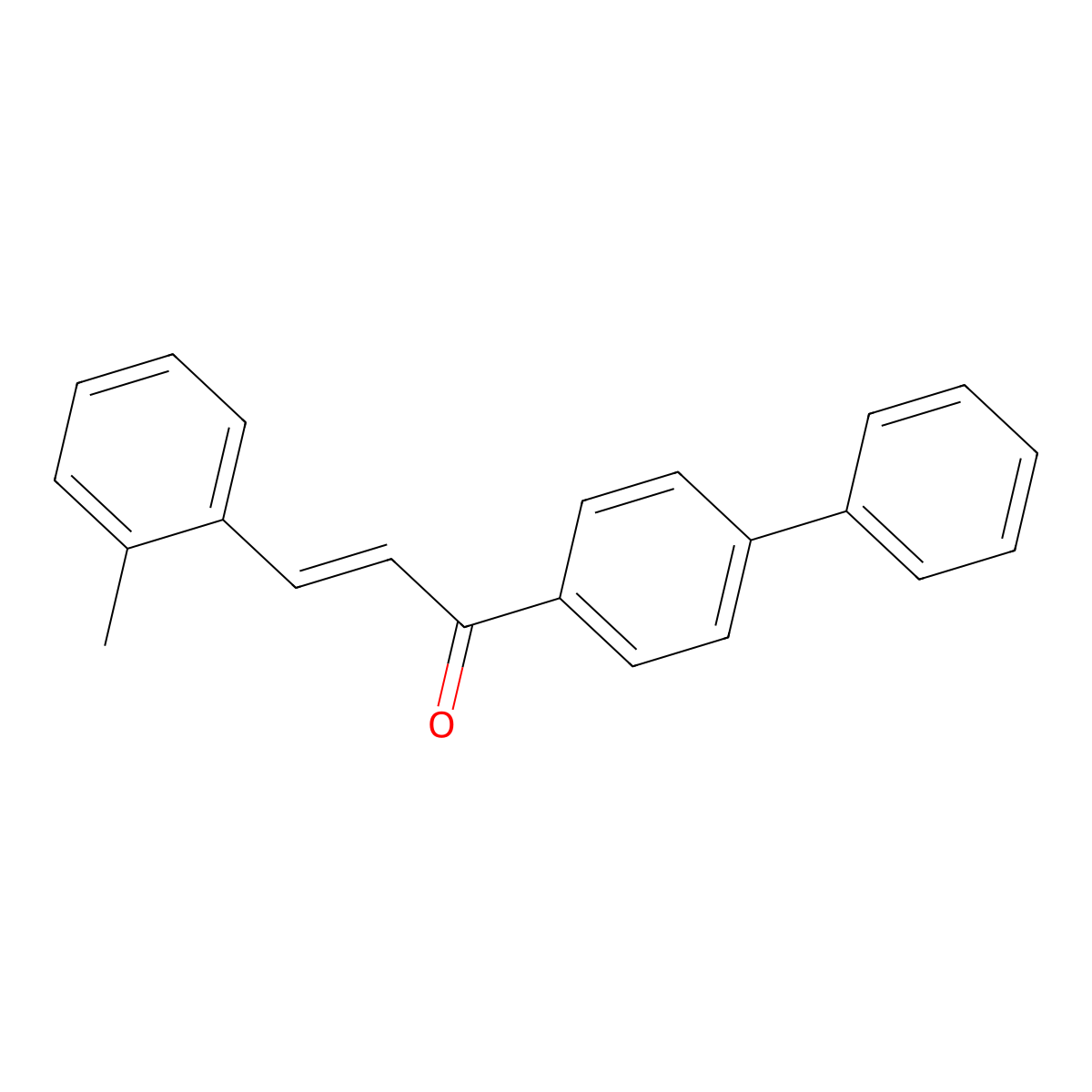 (E)-3-(2-methylphenyl)-1-(4-phenylphenyl)prop-2-en-1-one molecular structure, CAS 1637208-52-6