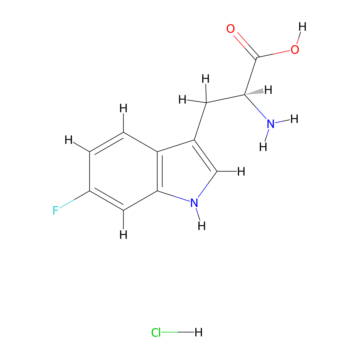 (2S)-2-amino-3-(6-fluoro-1H-indol-3-yl)propanoic acid hydrochloride molecular structure, CAS 1637226-71-1