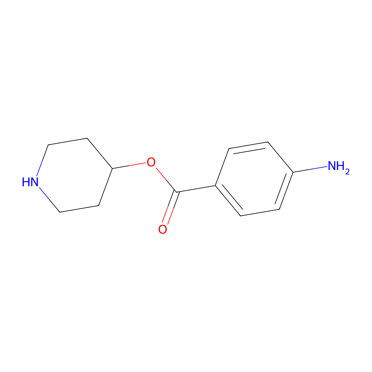Piperidin-4-yl 4-aminobenzoate molecular structure, CAS 1637239-95-2