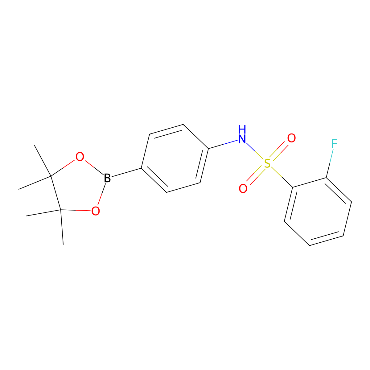 2-fluoro-N-[4-(4,4,5,5-tetramethyl-1,3,2-dioxaborolan-2-yl)phenyl]Benzenesulfonamide molecular structure, CAS 1637249-14-9