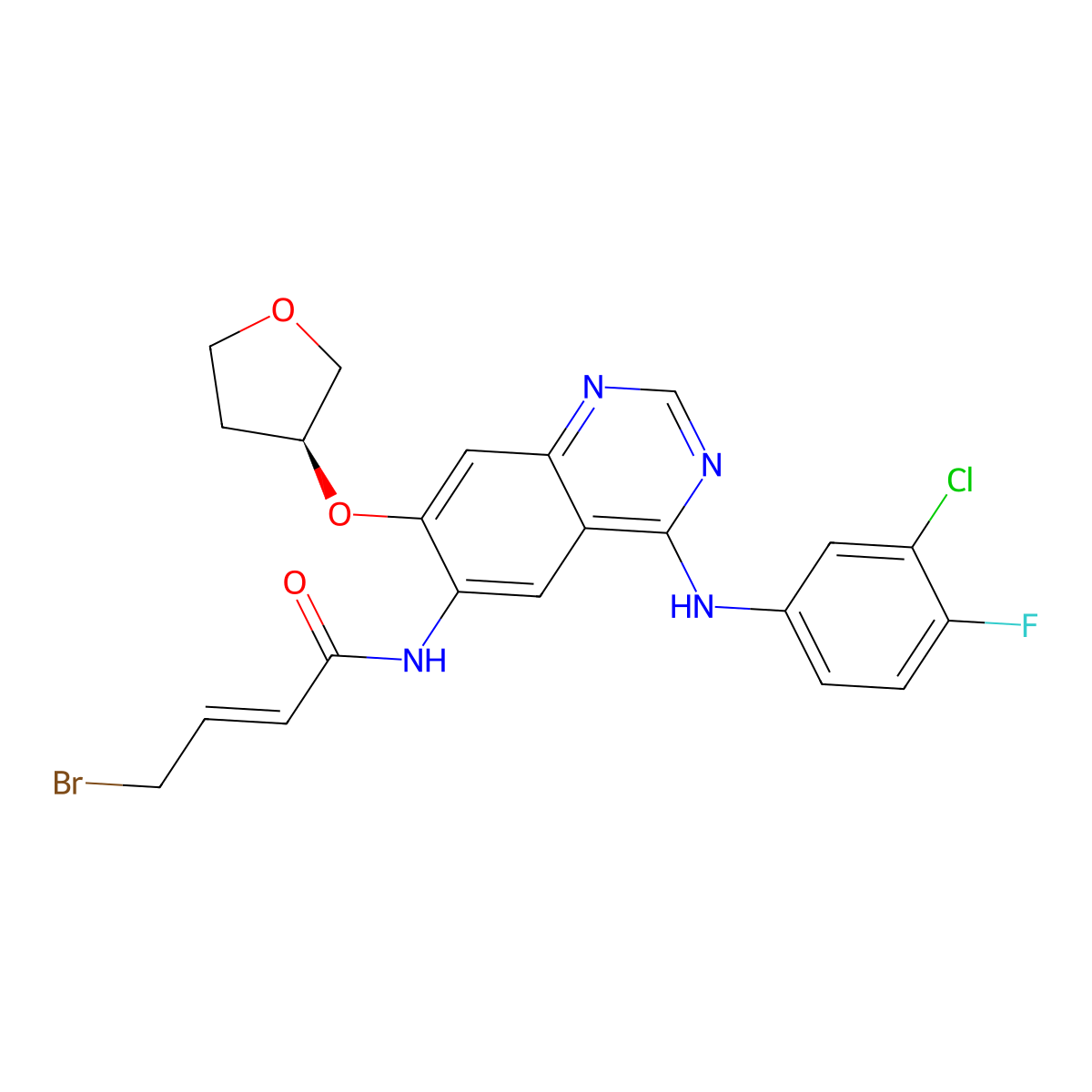 (S,E)-4-broMo-N-(4-((3-chloro-4-fluorophenyl)aMino)-7-((tetrahydrofuran-3-yl)oxy)quinazolin-6-yl)but-2-enaMide molecular structure, CAS 1637254-93-3