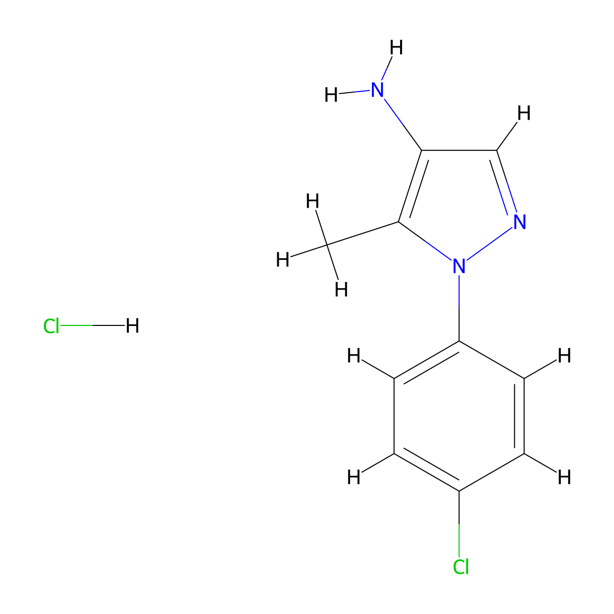 1-(4-chlorophenyl)-5-methyl-1H-pyrazol-4-amine hydrochloride molecular structure, CAS 1637296-31-1
