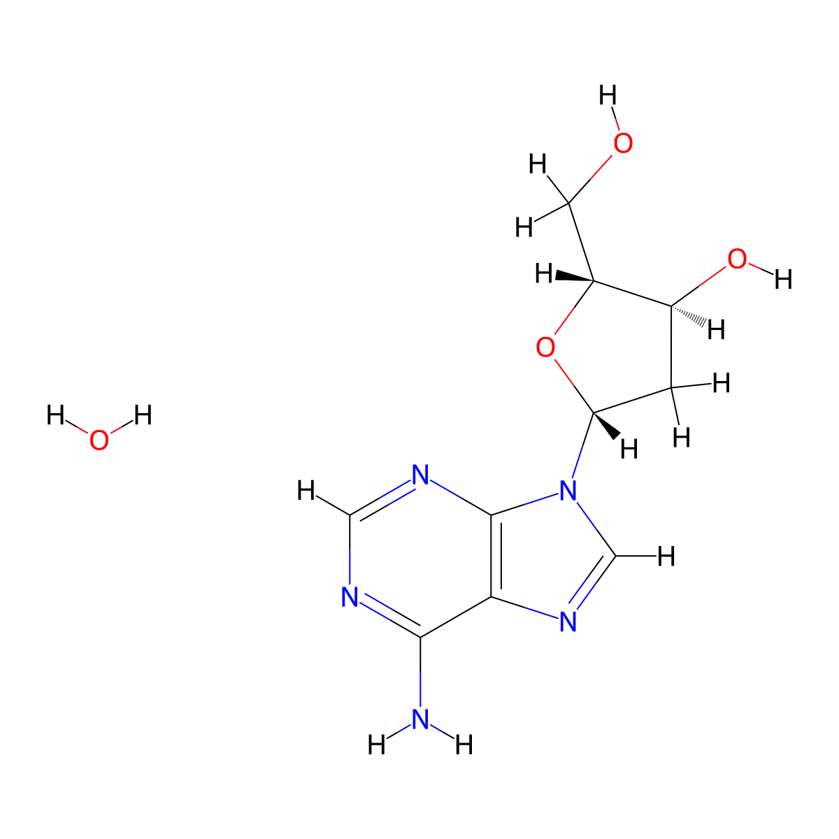 2'-Deoxyadenosine monohydrate molecular structure, CAS 16373-93-6
