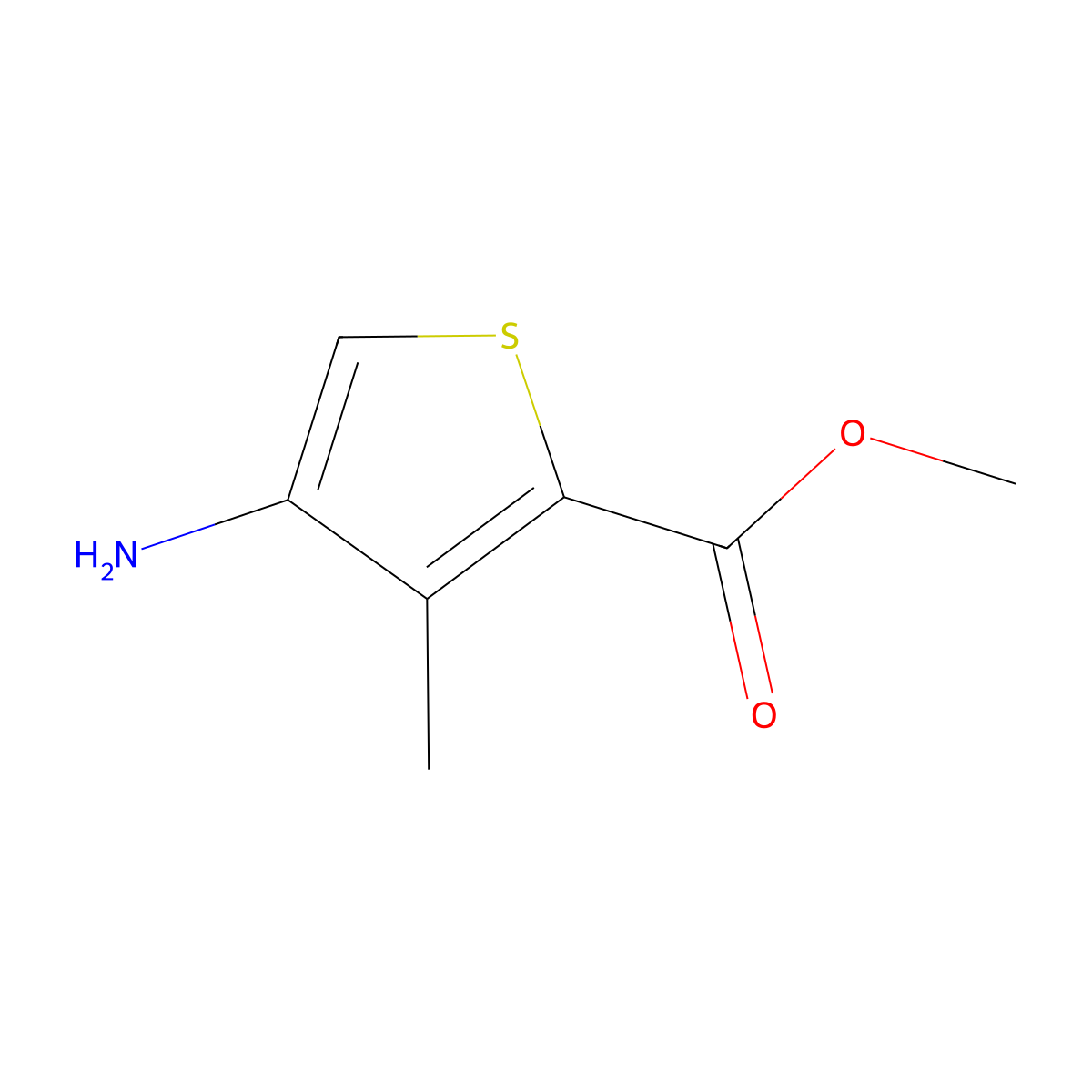Methyl 4-amino-3-methylthiophene-2-carboxylate molecular structure, CAS 1637303-72-0