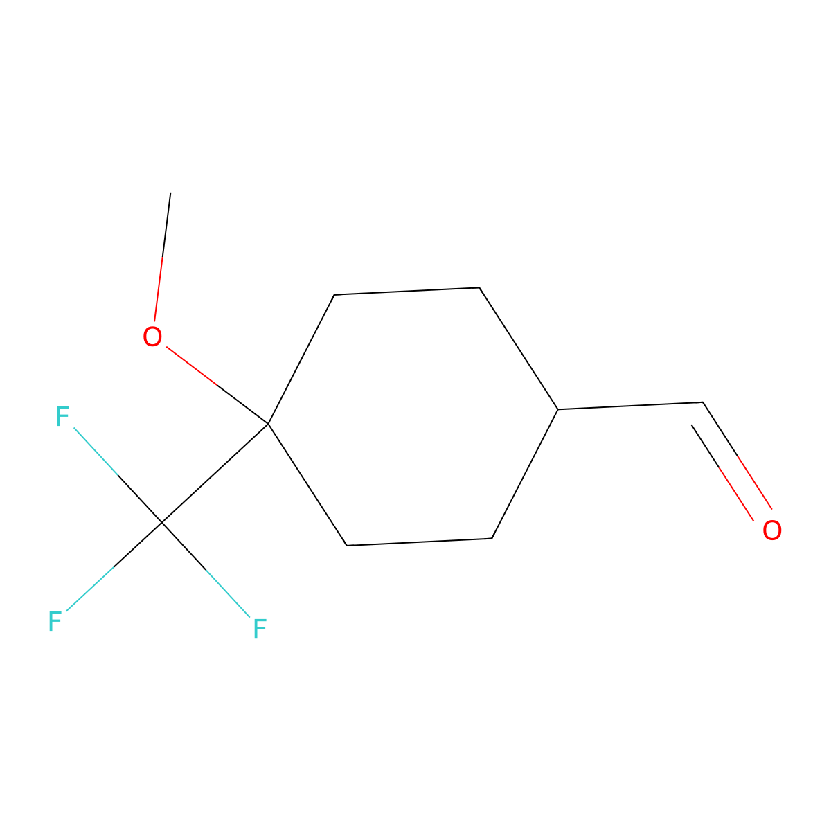 4-Methoxy-4-(trifluoromethyl)cyclohexanecarbaldehyde molecular structure, CAS 1637310-72-5