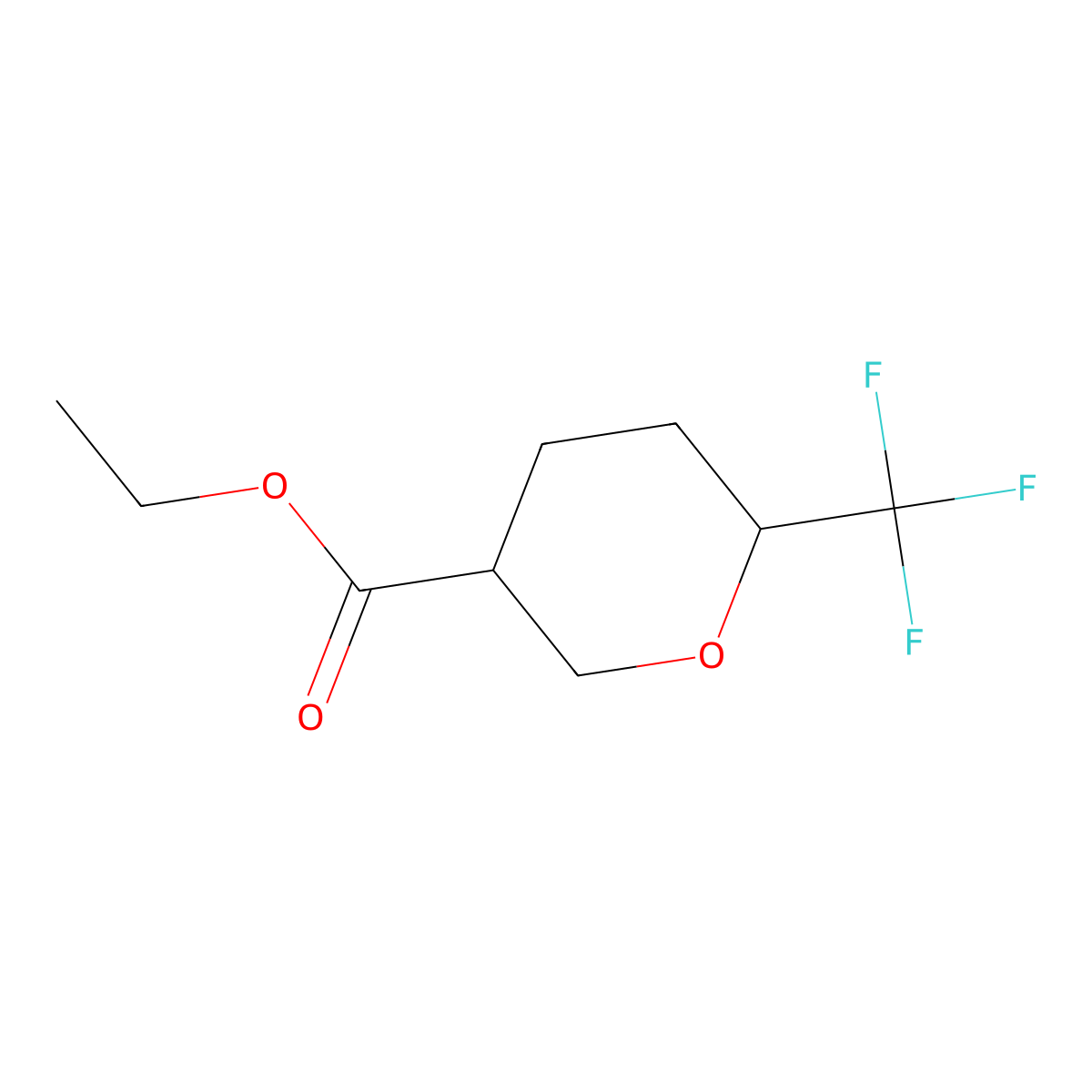 Ethyl 6-(trifluoromethyl)oxane-3-carboxylate molecular structure, CAS 1637310-75-8