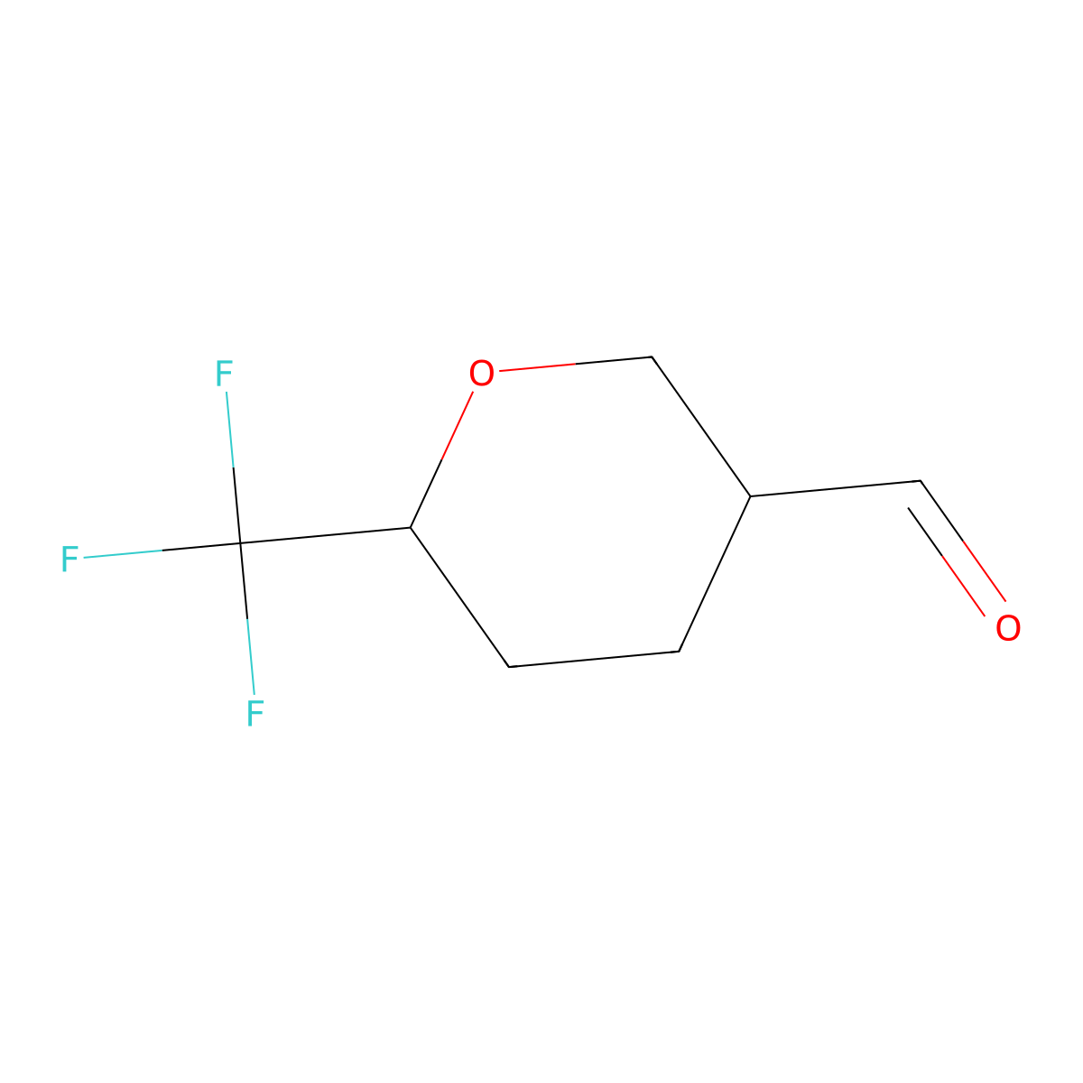 6-(Trifluoromethyl)oxane-3-carbaldehyde molecular structure, CAS 1637310-77-0