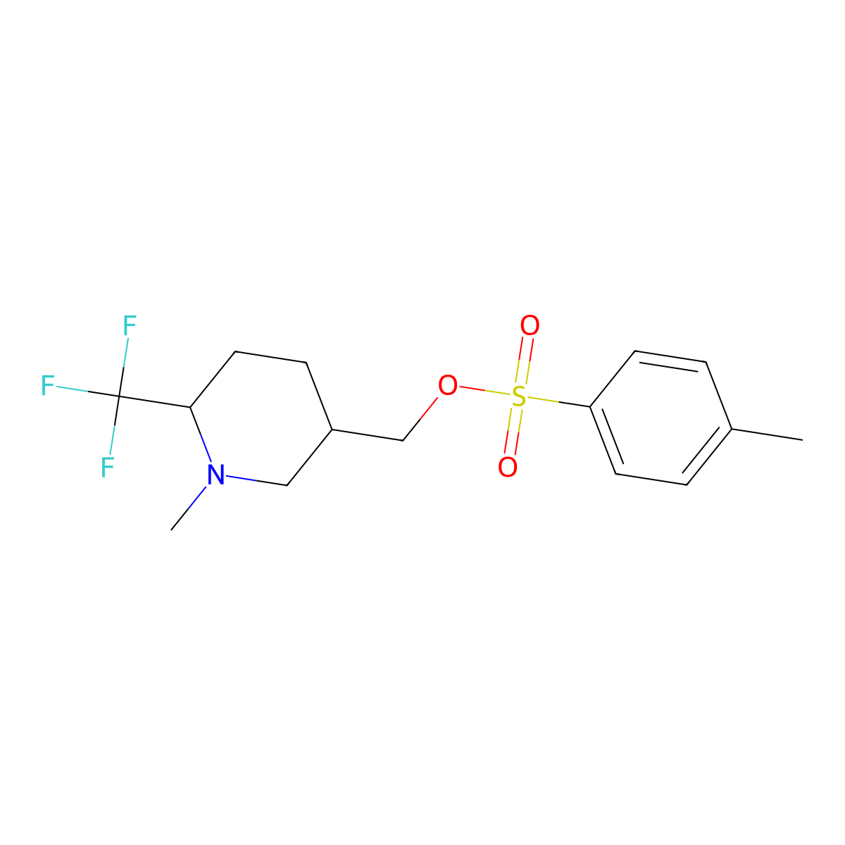 (1-Methyl-6-(trifluoromethyl)piperidin-3-yl)methyl 4-methylbenzenesulfonate molecular structure, CAS 1637310-83-8
