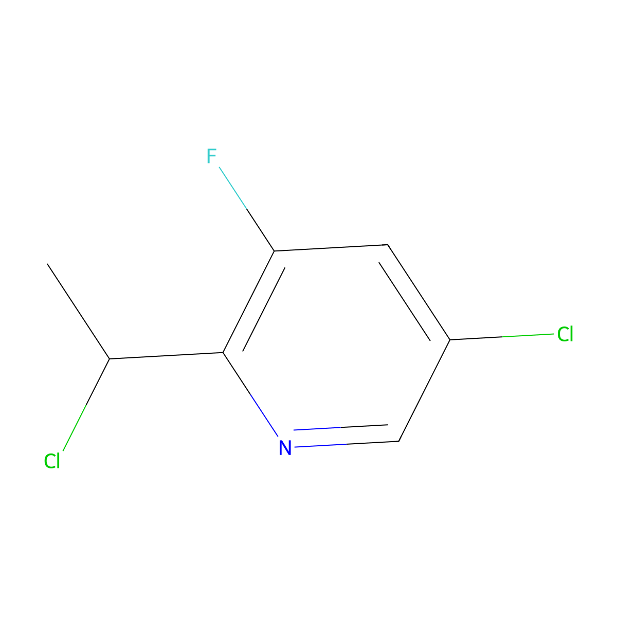 5-Chloro-2-(1-chloroethyl)-3-fluoropyridine molecular structure, CAS 1637310-94-1