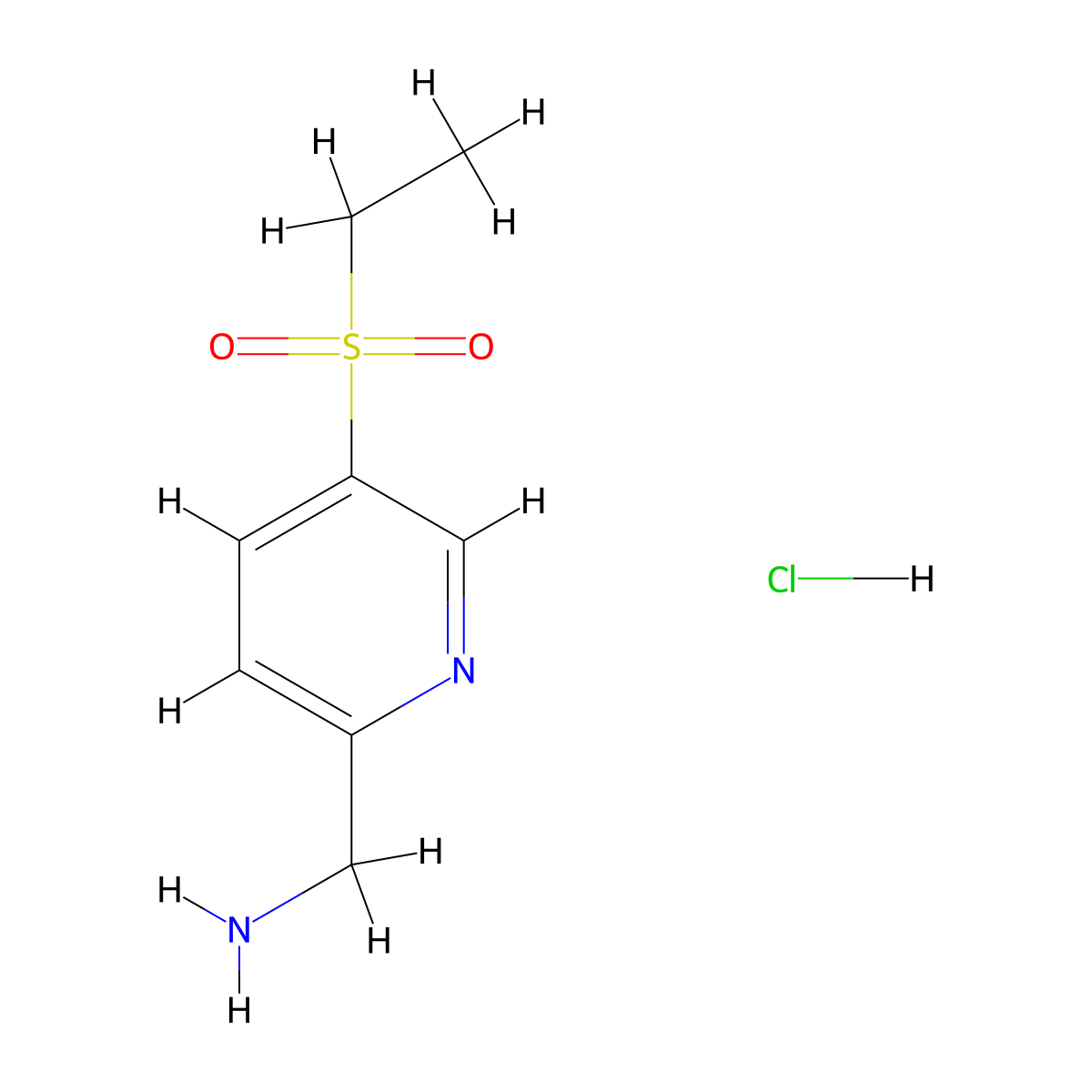 (5-(Ethylsulfonyl)pyridin-2-yl)methanamine hydrochloride molecular structure, CAS 1637311-15-9
