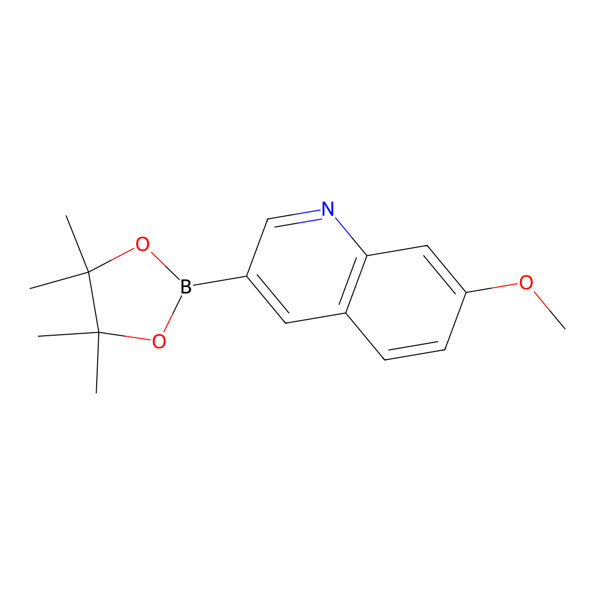 7-Methoxy-3-(4,4,5,5-tetramethyl-1,3,2-dioxaborolan-2-yl)quinoline molecular structure, CAS 1637325-21-3