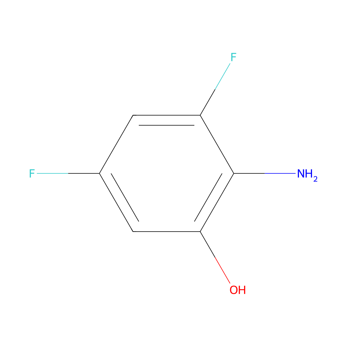 2-Amino-3,5-difluorophenol molecular structure, CAS 163733-98-0