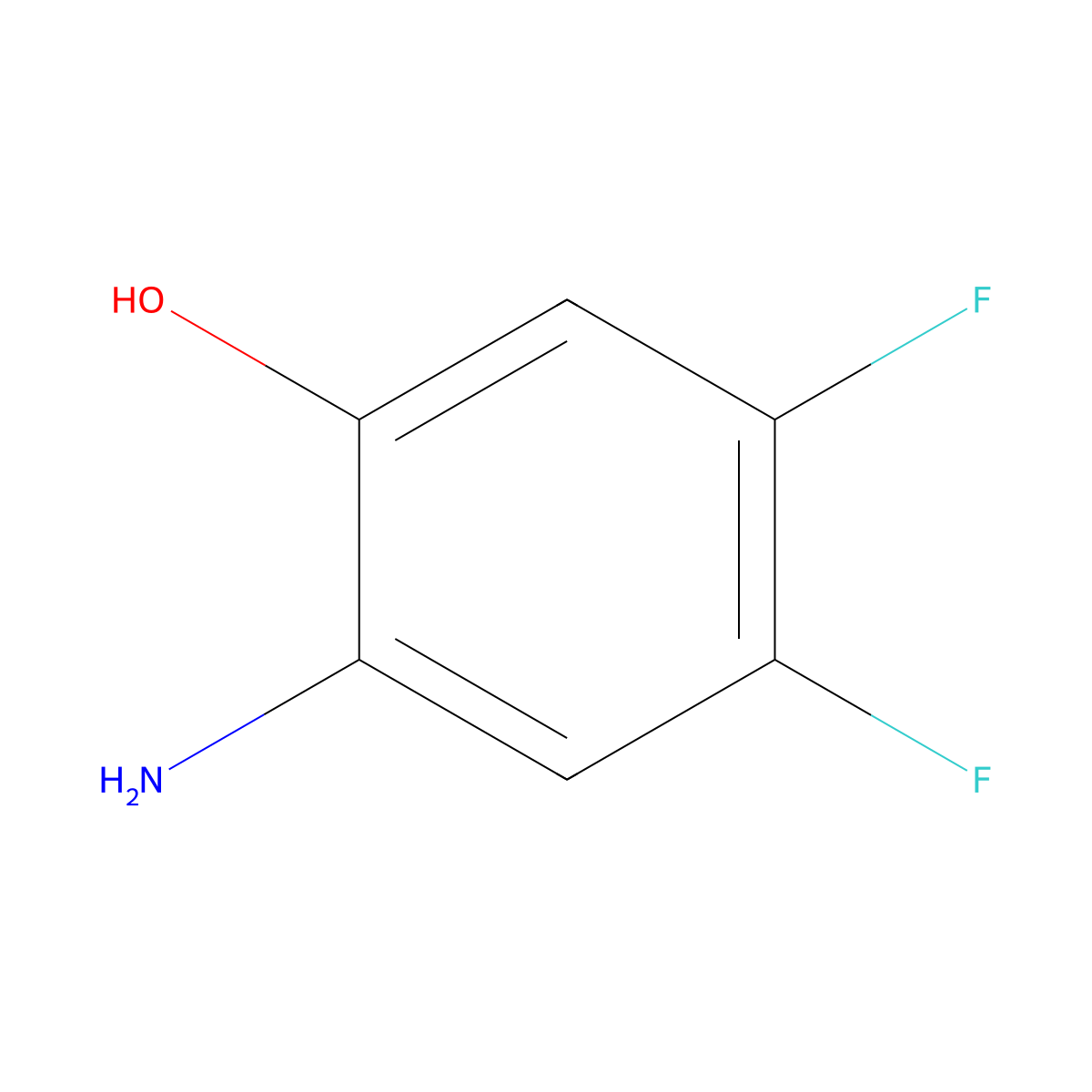 2-Amino-4,5-difluorophenol molecular structure, CAS 163734-01-8