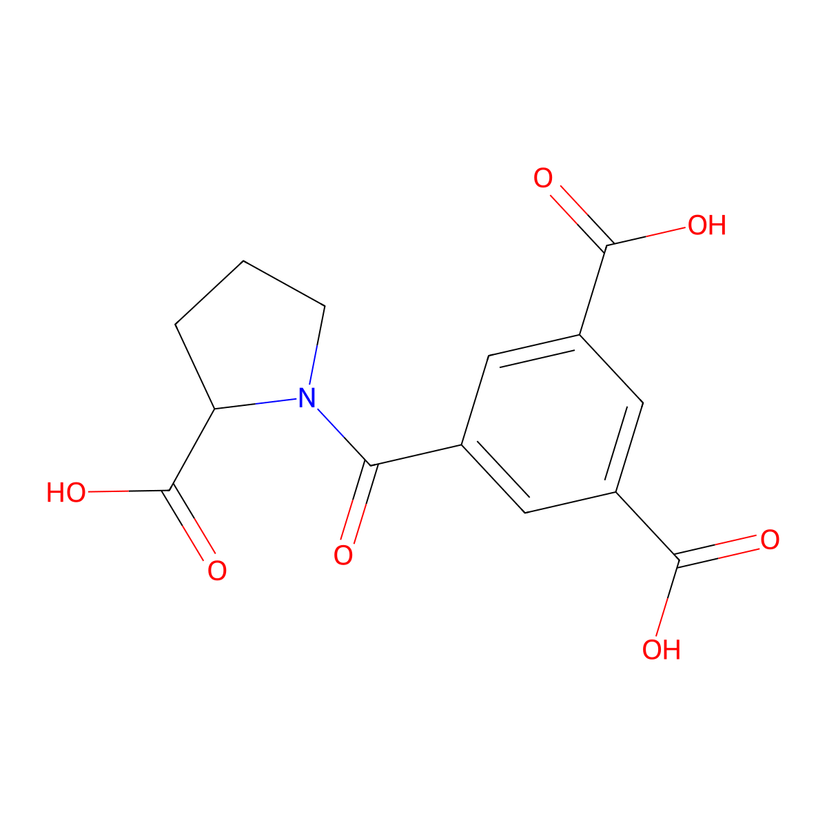 (R)-5-(2-Carboxypyrrolidine-1-carbonyl)isophthalic acid molecular structure, CAS 1637371-67-5