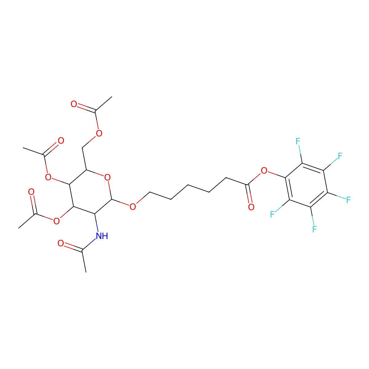 (2R,3R,4R,5R,6R)-5-Acetamido-2-(acetoxymethyl)-6-[[6-oxo-6-(perfluorophenoxy)hexyl]oxy]tetrahydro-2H-pyran-3,4-diyl Diacetate molecular structure, CAS 1637390-69-2
